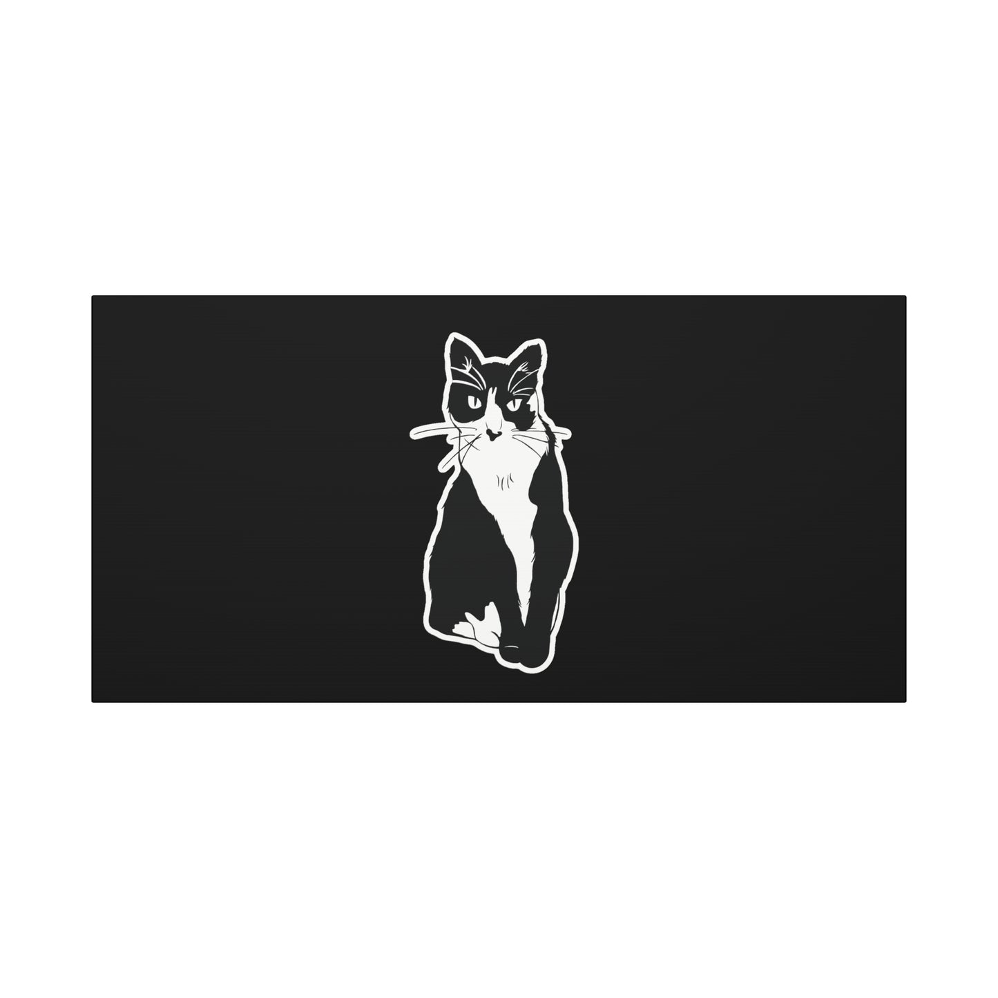 Cat Canvas Print on Black (Sticker Style Cat) - Cat Drawing Art