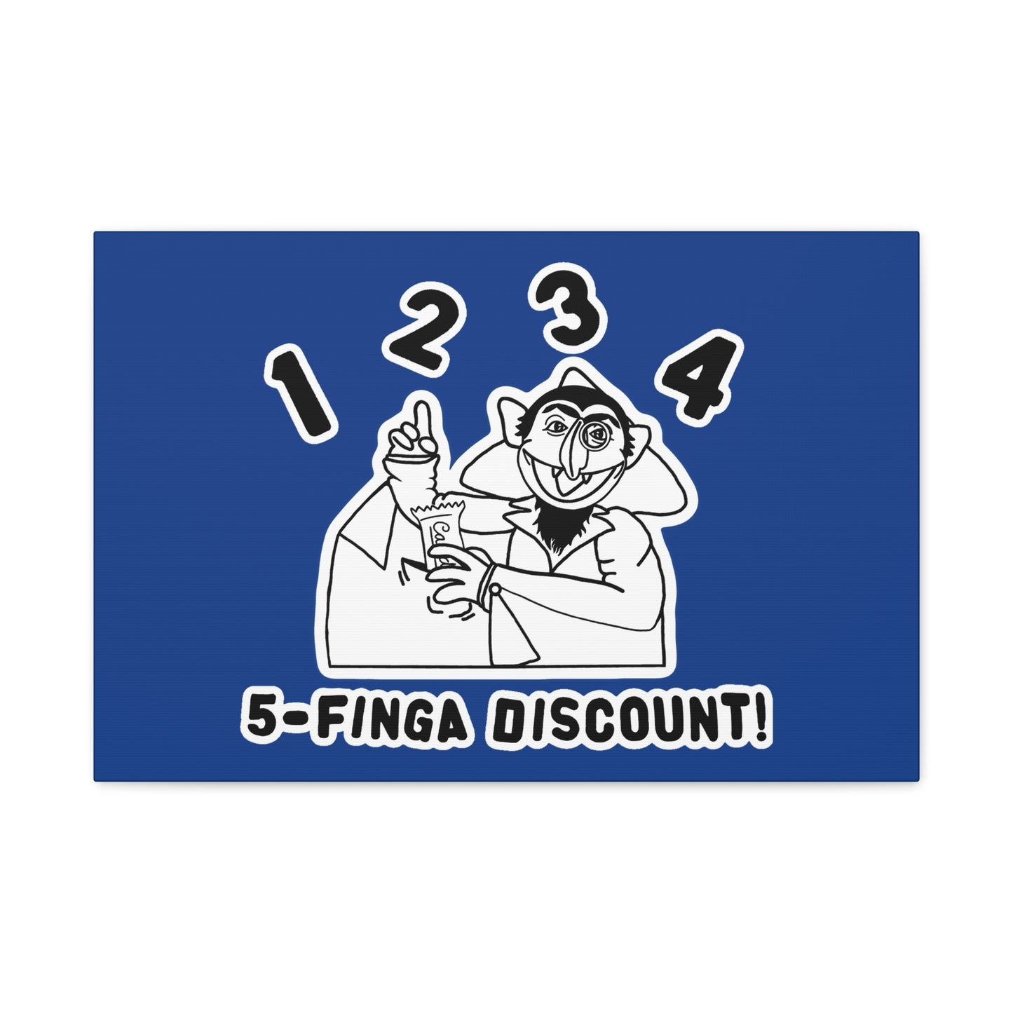 Five Finger Discount Outline Canvas Print Dark Blue - Sesame Street The Count Parody Art Print