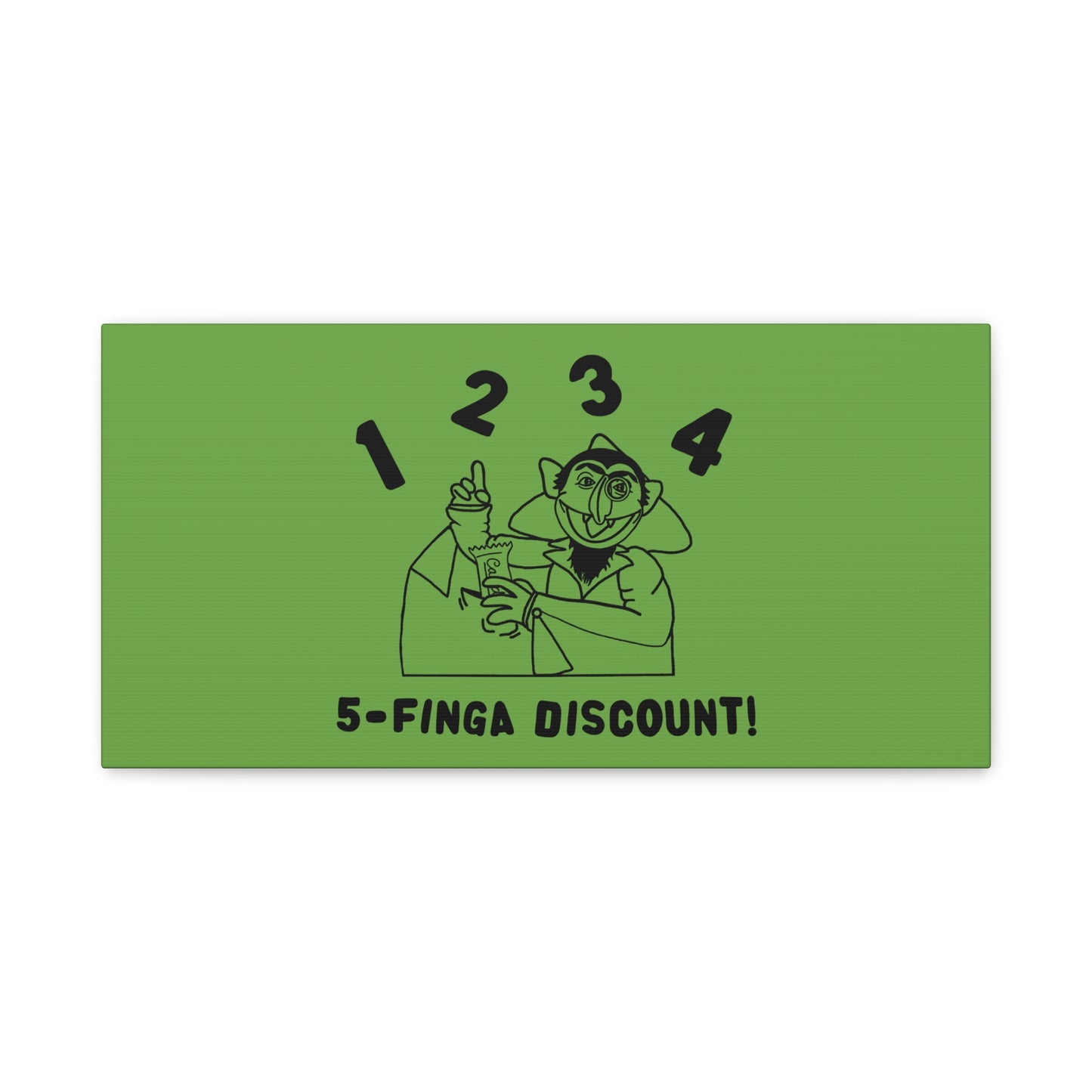 Five Finger Discount Outline Canvas Print Green - Sesame Street The Count Parody Art Print