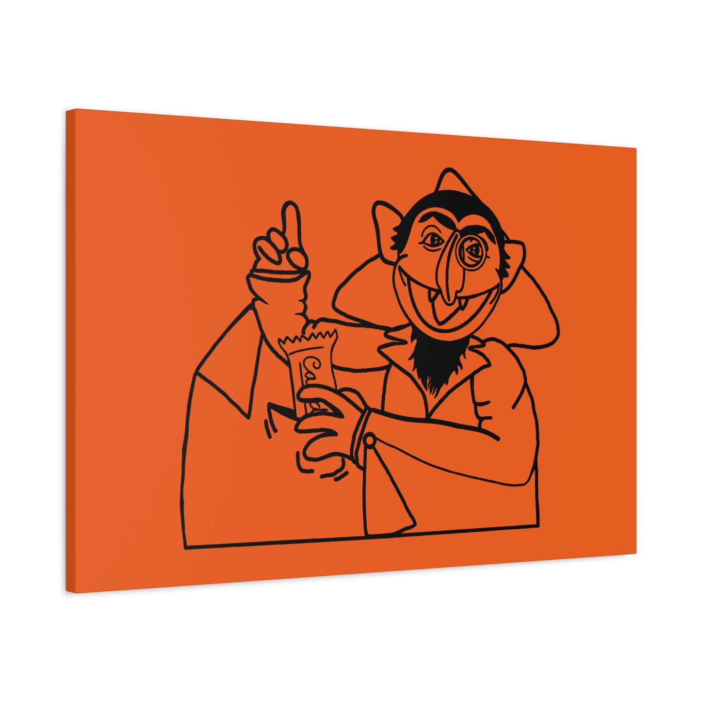 The Count Stealing Candy Outline Canvas Print Orange - Sesame Street The Count Parody Art Print