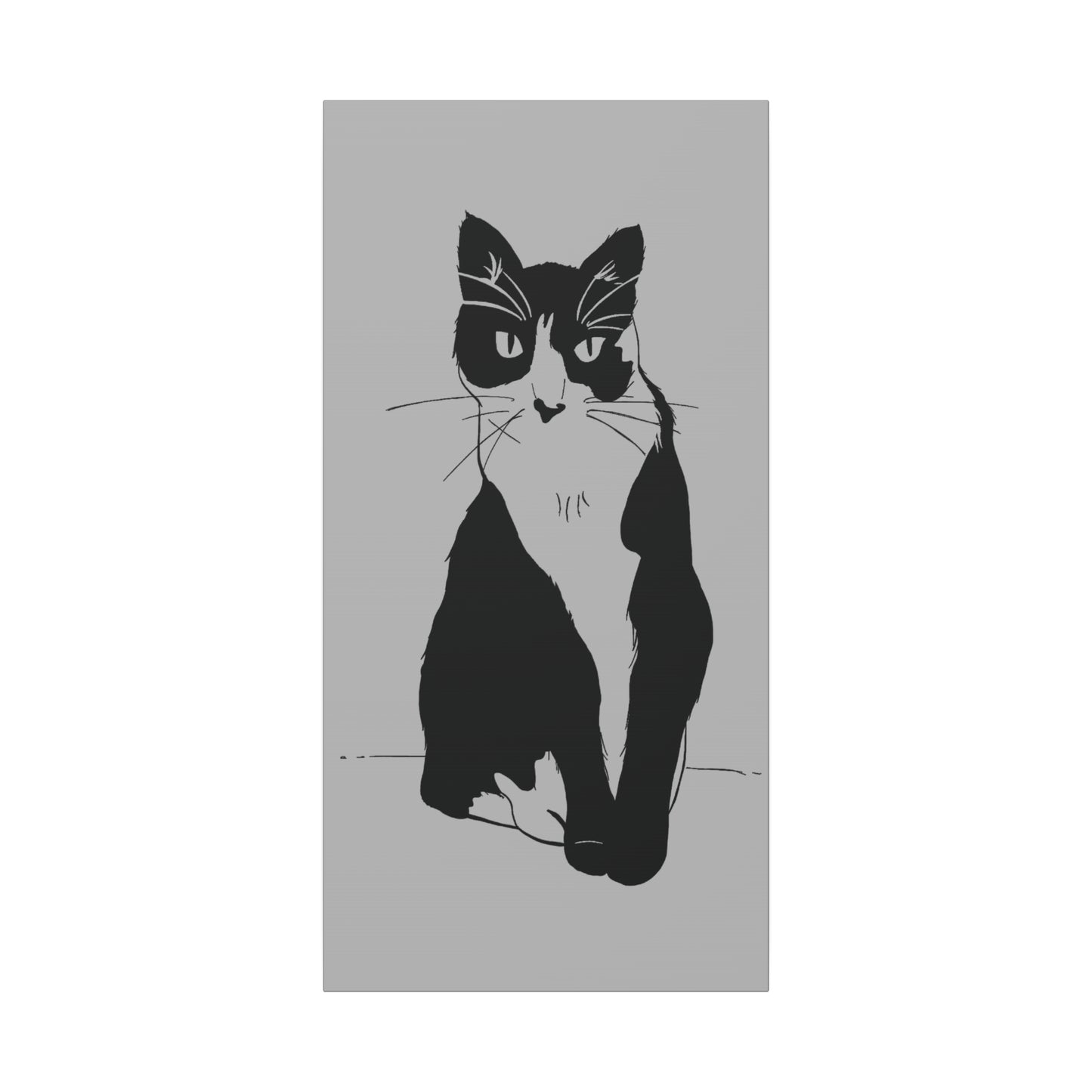 Cat Canvas Print on Grey (Transparent Style Cat) - Cat Drawing Art