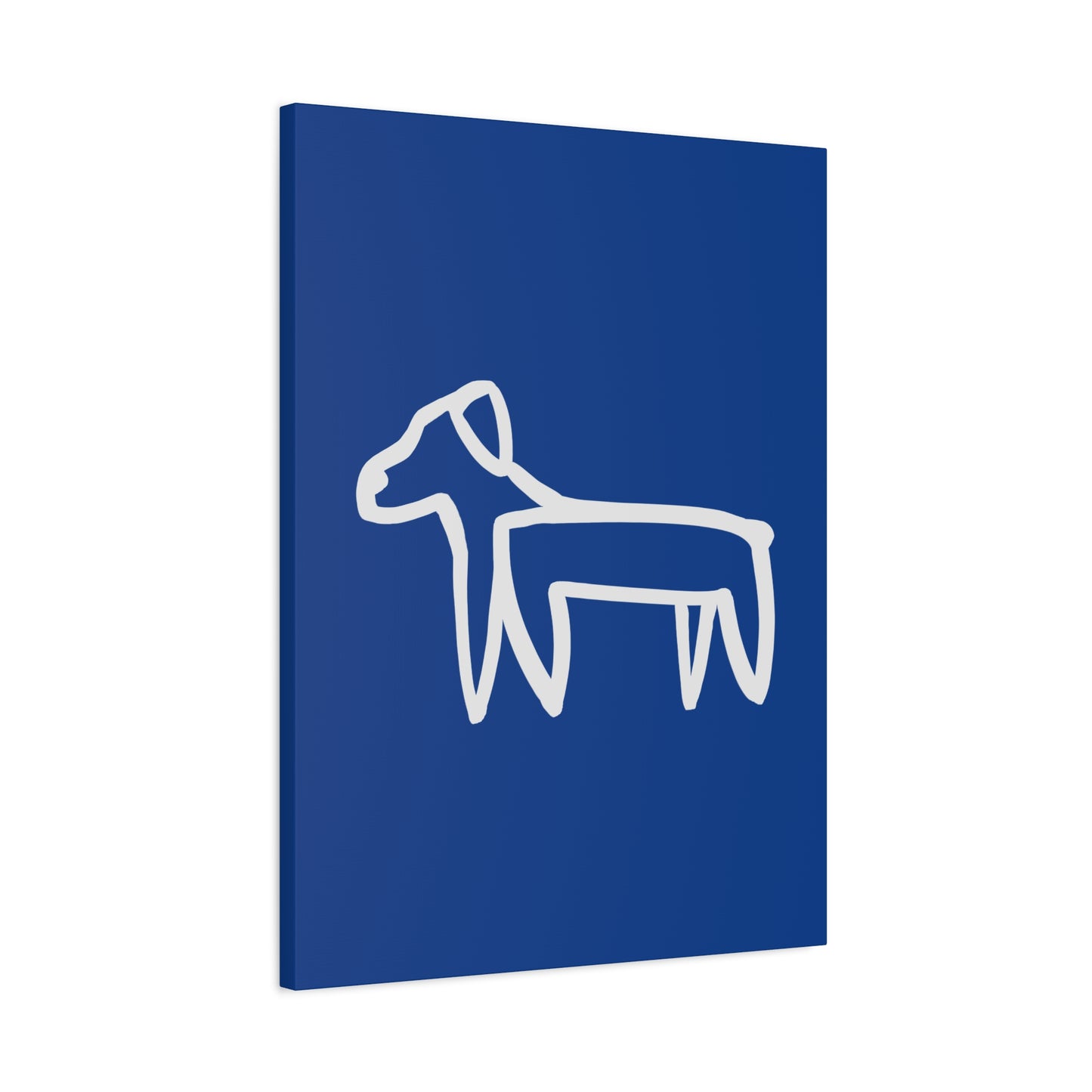 Dog Canvas Print on Blue (Transparent Style White Dog) - Dog Art Print
