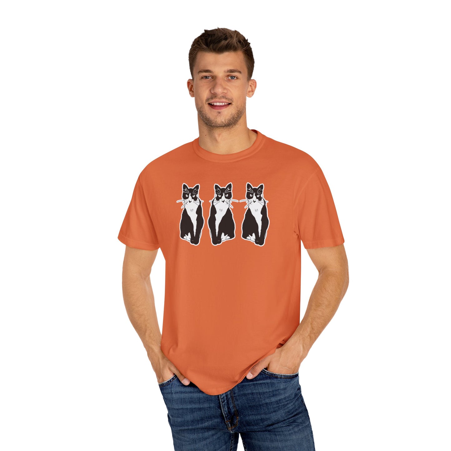 Cat x3 Tee (Sticker Style Cat) - Cat Drawing Shirt