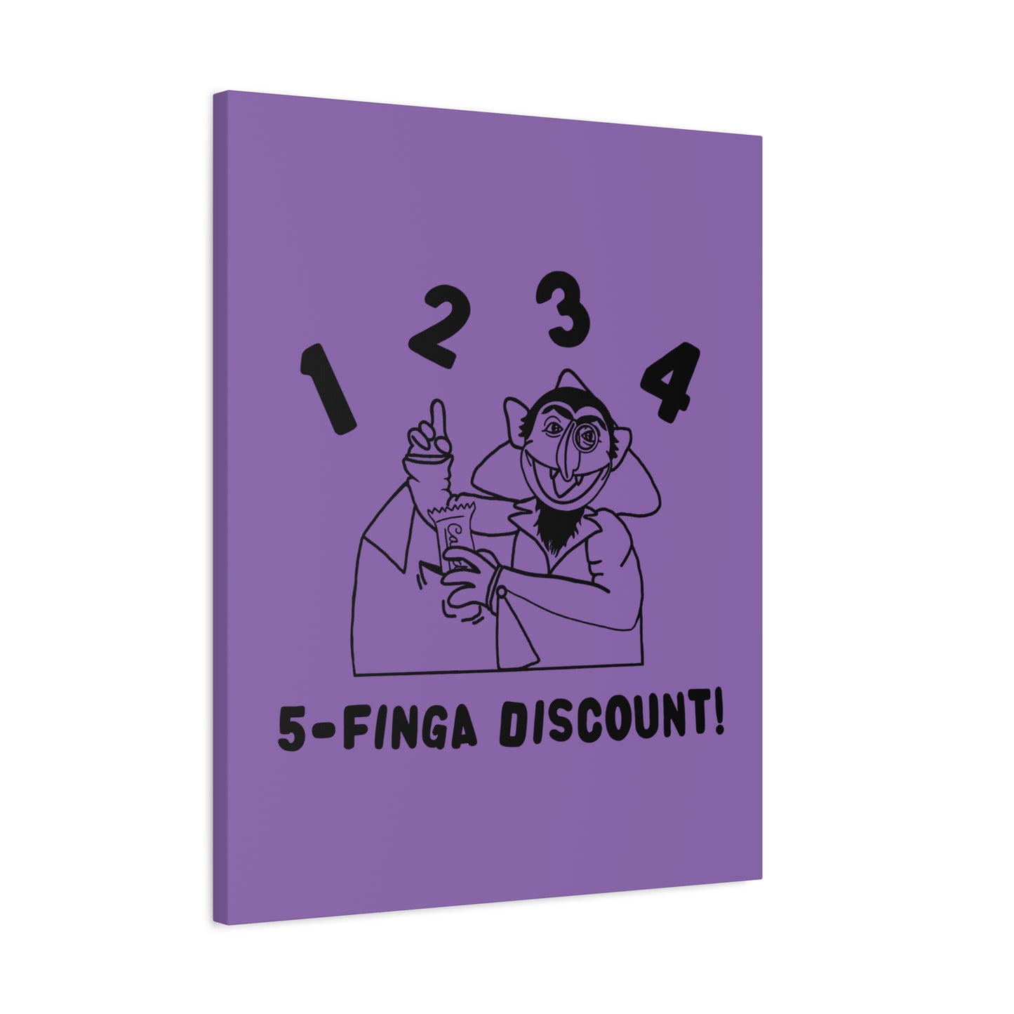 Five Finger Discount Outline Canvas Print Light Purple - Sesame Street The Count Parody Art Print