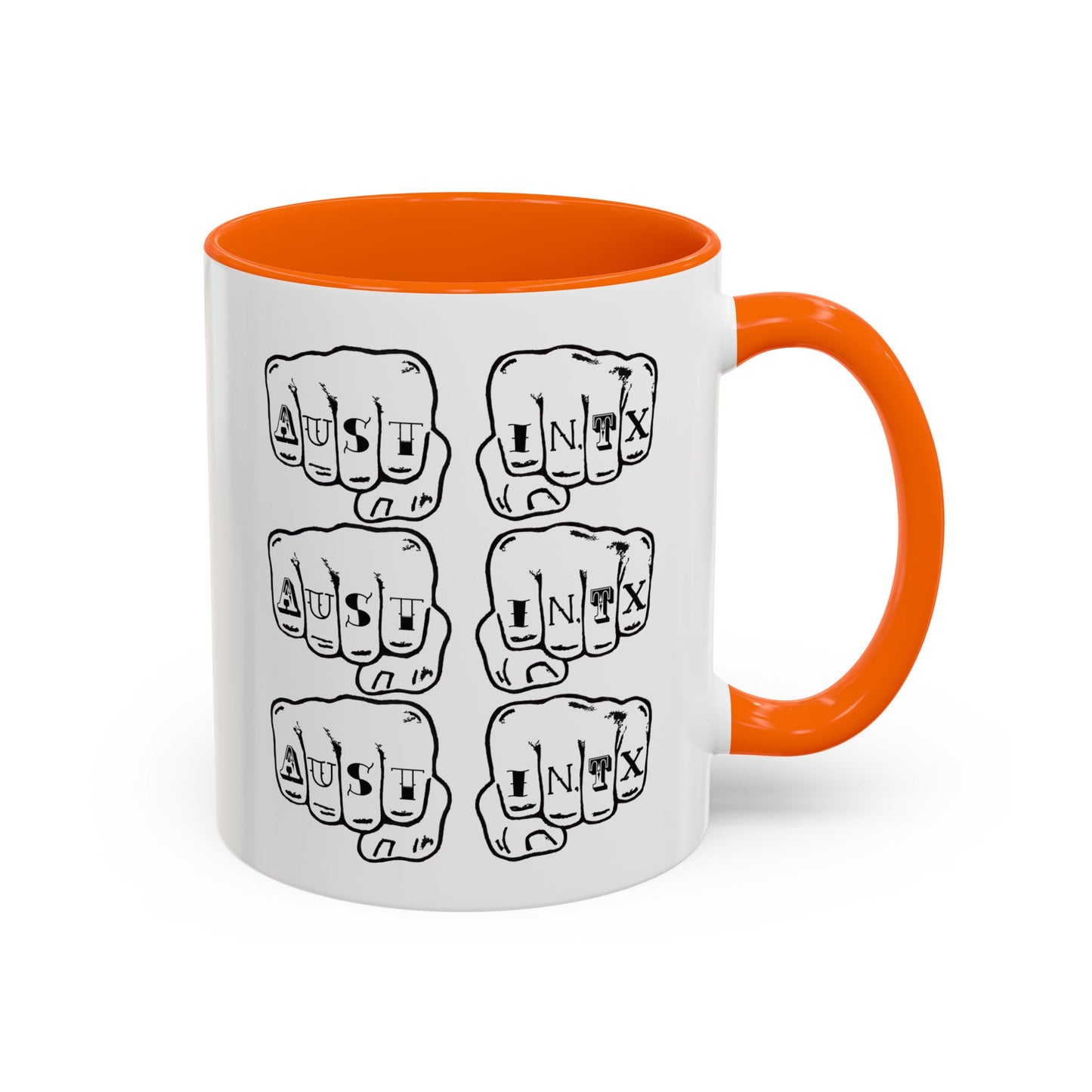 Austin Knuckle Tats Tattooed Fists Accent Mug Fists Stack Edition