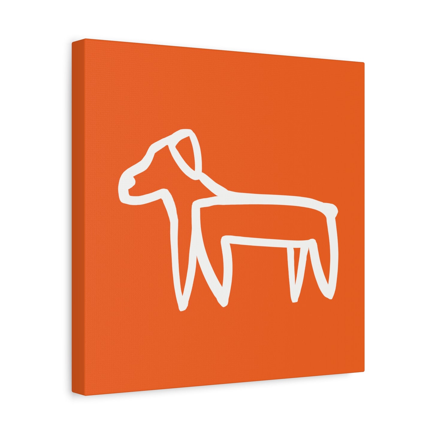 Dog Canvas Print on Orange (Transparent Style White Dog) - Dog Art Print