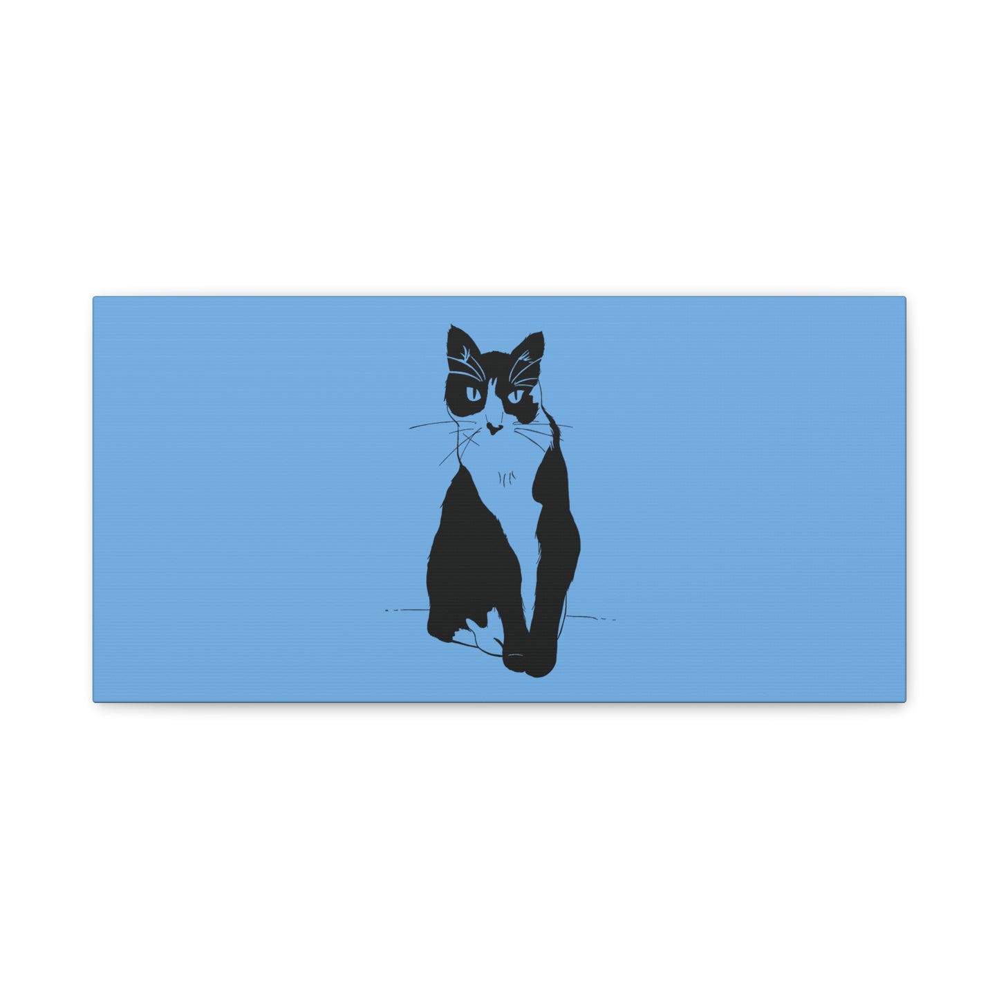 Cat Canvas Print on Light Blue (Transparent Style Cat) - Cat Drawing Art