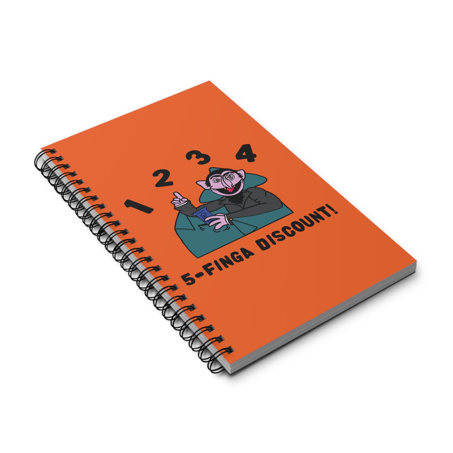 Five Finger Discount Notebook Orange - Sesame Street The Count Parody Notebook