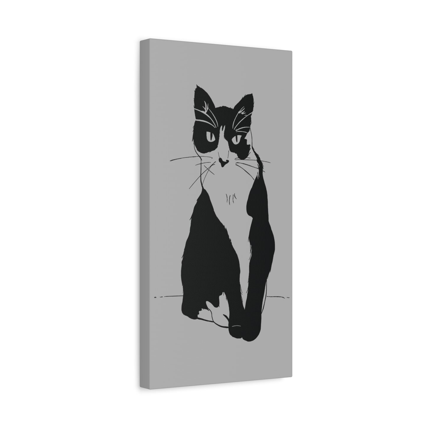 Cat Canvas Print on Grey (Transparent Style Cat) - Cat Drawing Art