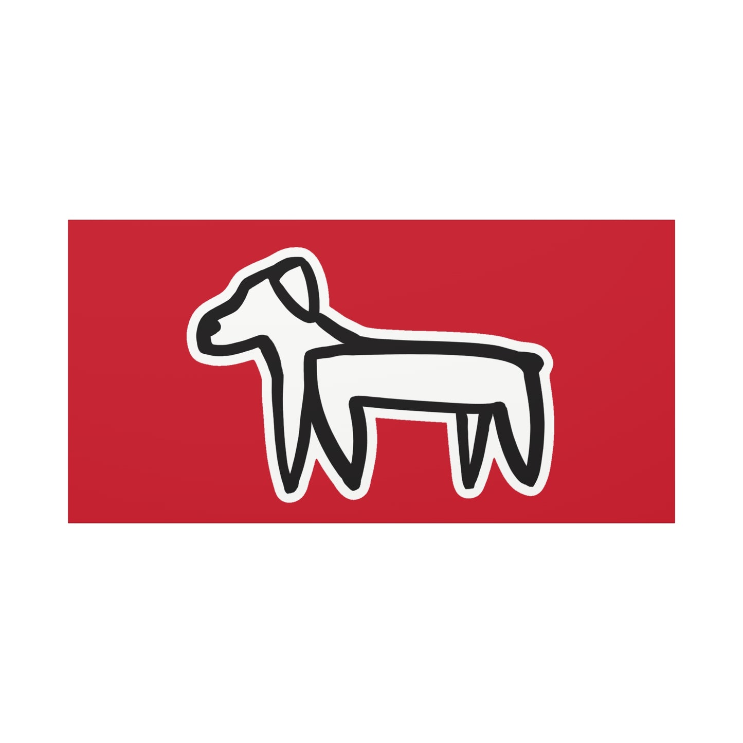 Dog Canvas Print on Red (Sticker Style White Dog) - Dog Art Print