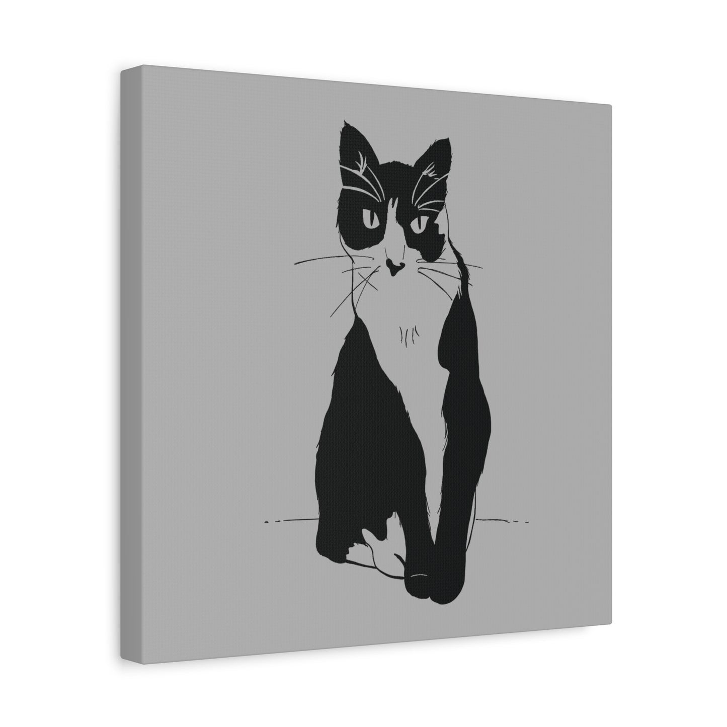 Cat Canvas Print on Grey (Transparent Style Cat) - Cat Drawing Art