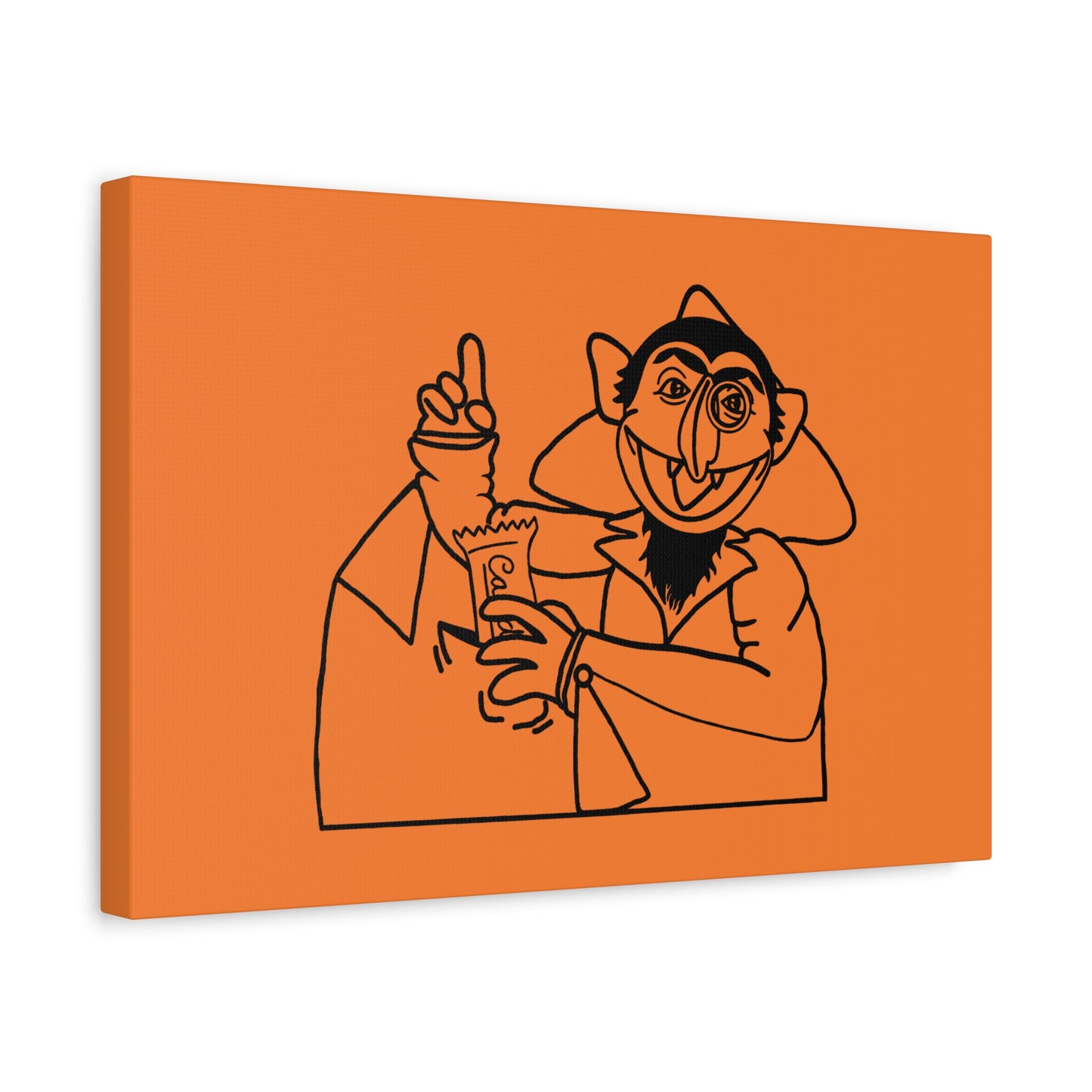 The Count Stealing Candy Outline Canvas Print Light Orange - Sesame Street The Count Parody Art