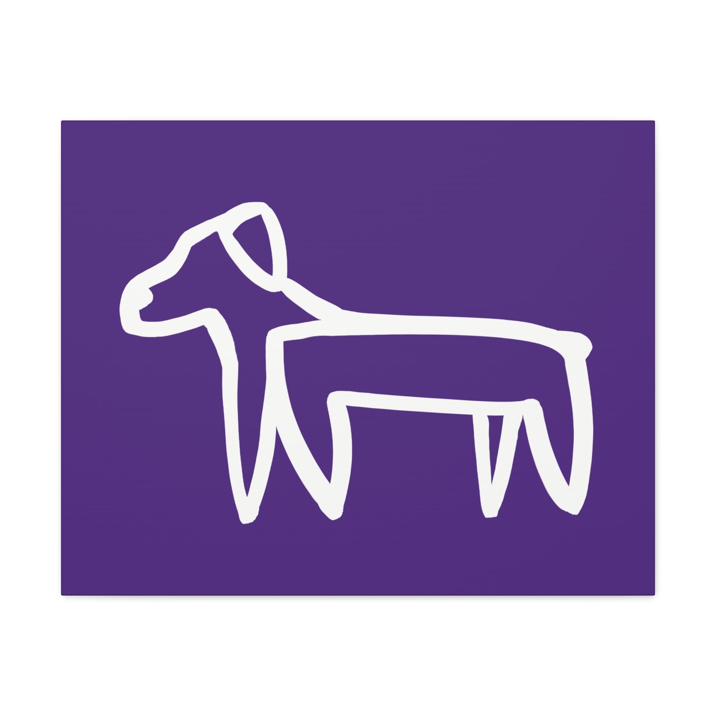 Dog Canvas Print on Purple (Transparent Style White Dog) - Dog Art Print