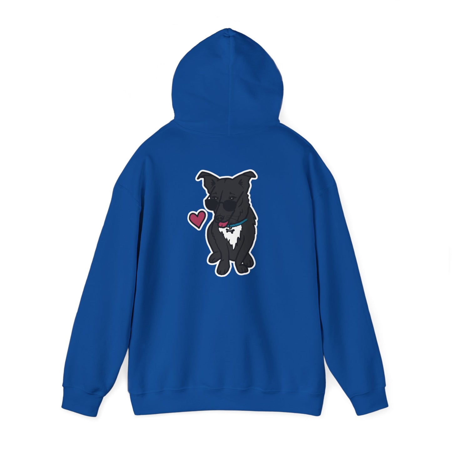 Nora the Dog Heart Hoodie Back Design (Sticker Style Nora) - Nora Hooded Sweatshirt