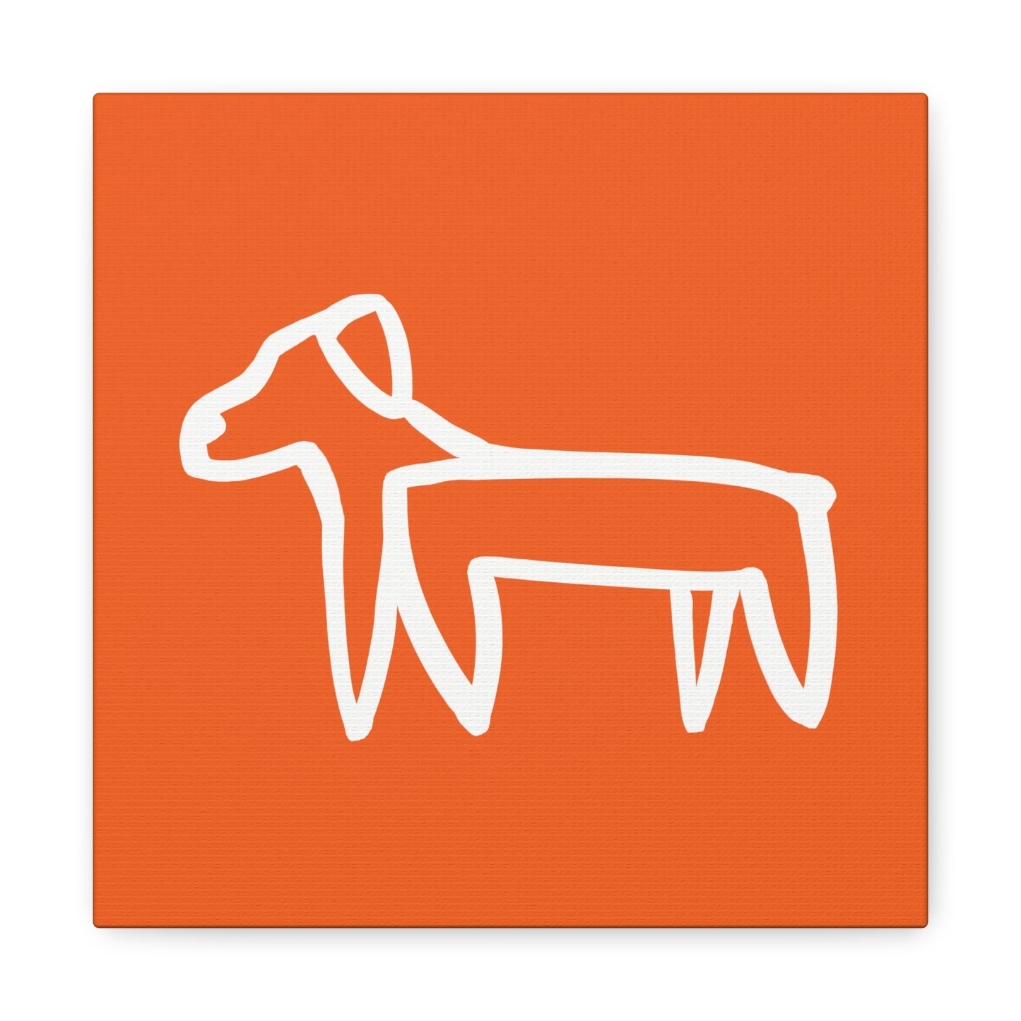 Dog Canvas Print on Orange (Transparent Style White Dog) - Dog Art Print