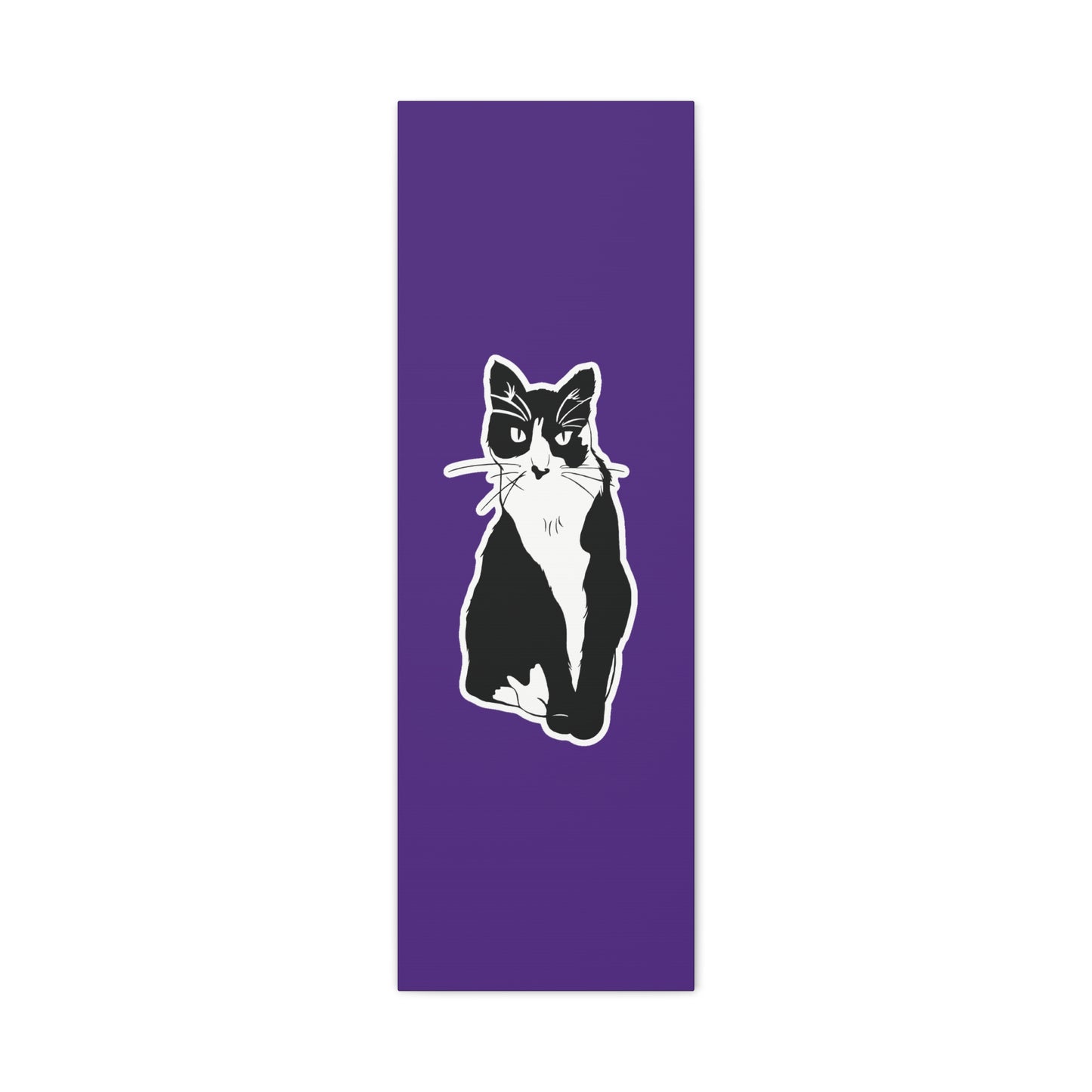 Cat Canvas Print on Purple (Sticker Style Cat) - Cat Drawing Art
