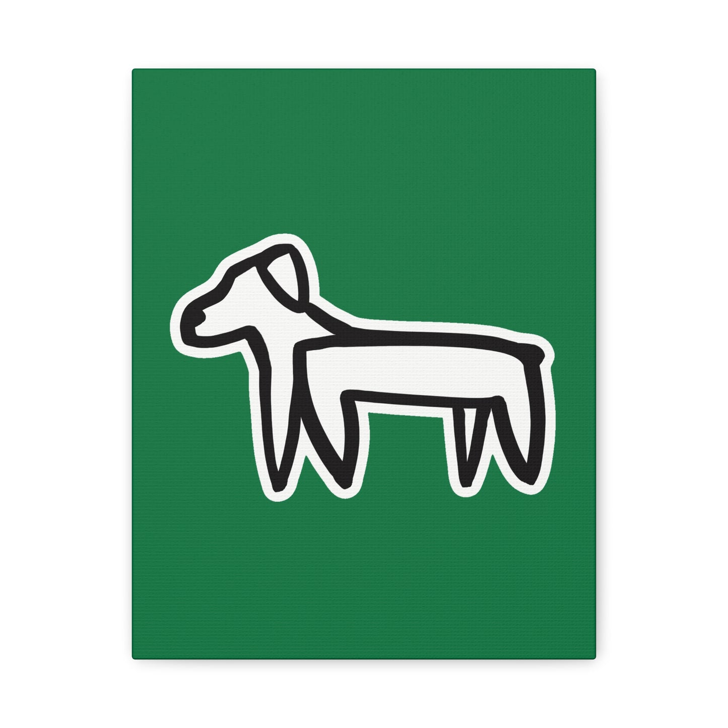 Dog Canvas Print on Green (Sticker Style White Dog) - Dog Art Print