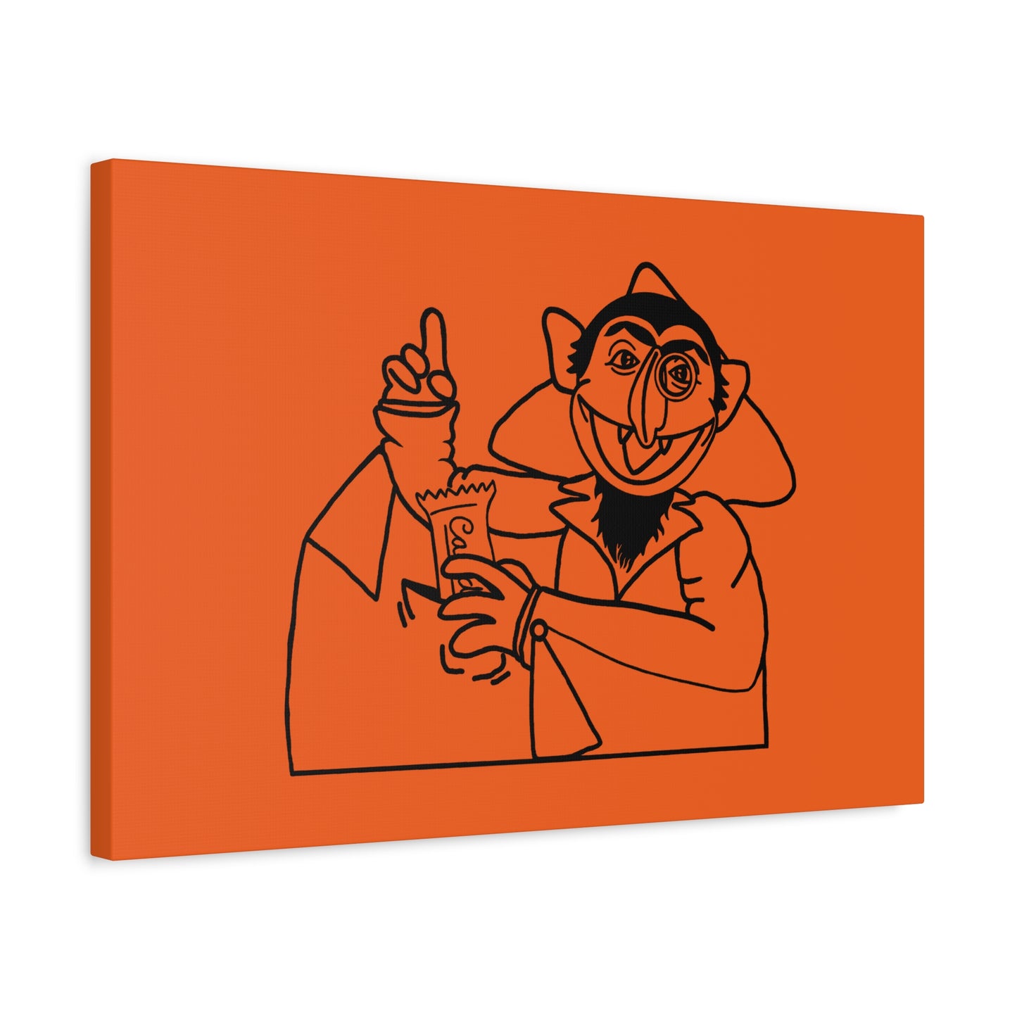 The Count Stealing Candy Outline Canvas Print Orange - Sesame Street The Count Parody Art Print
