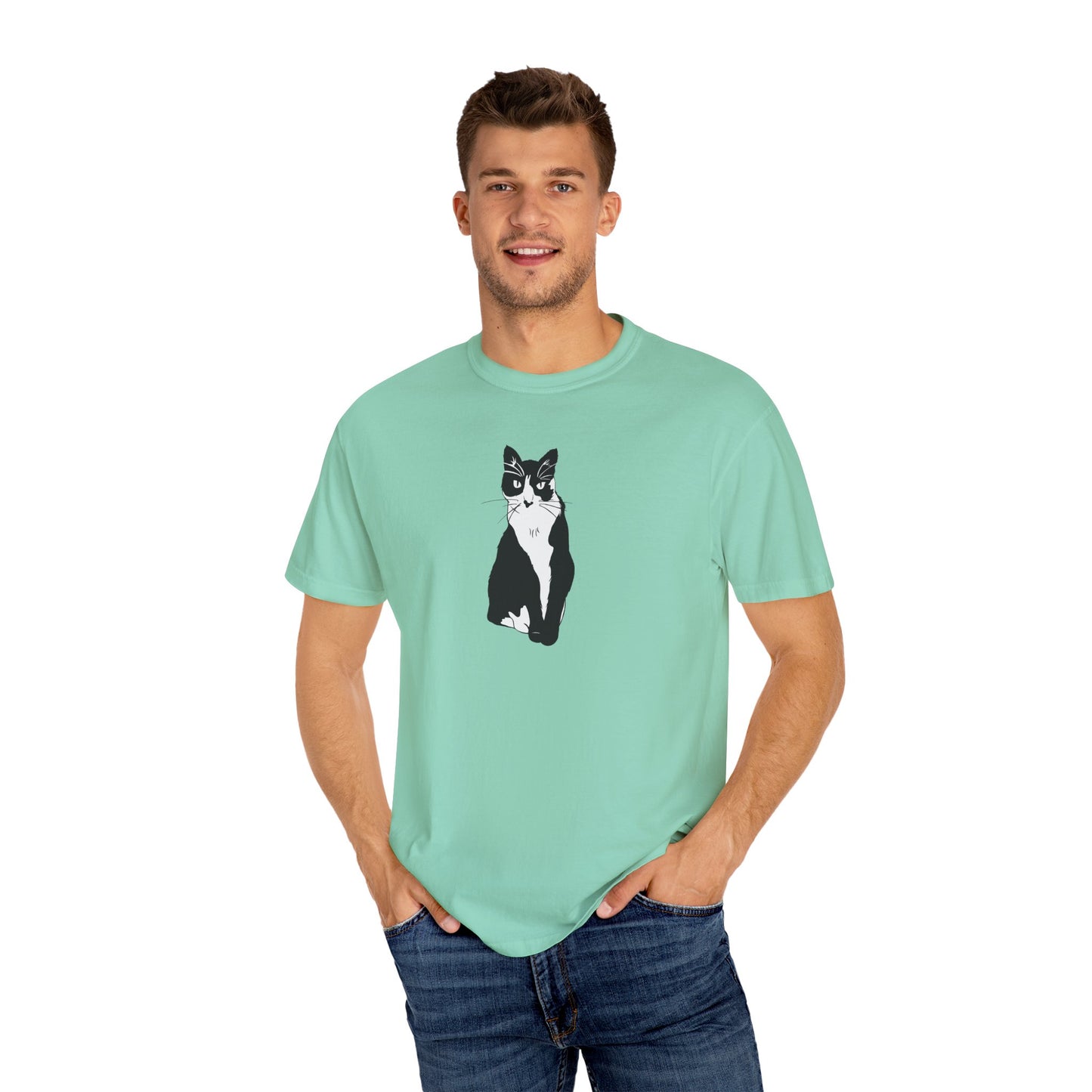 Cat Tee (B&W Style Cat) - Cat Drawing Shirt