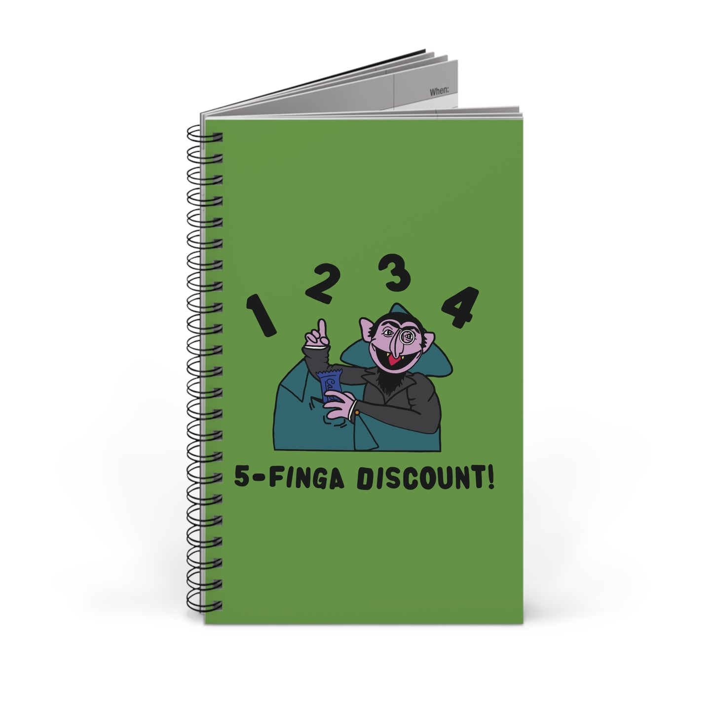 Five Finger Discount Notebook Green - Sesame Street The Count Parody Notebook