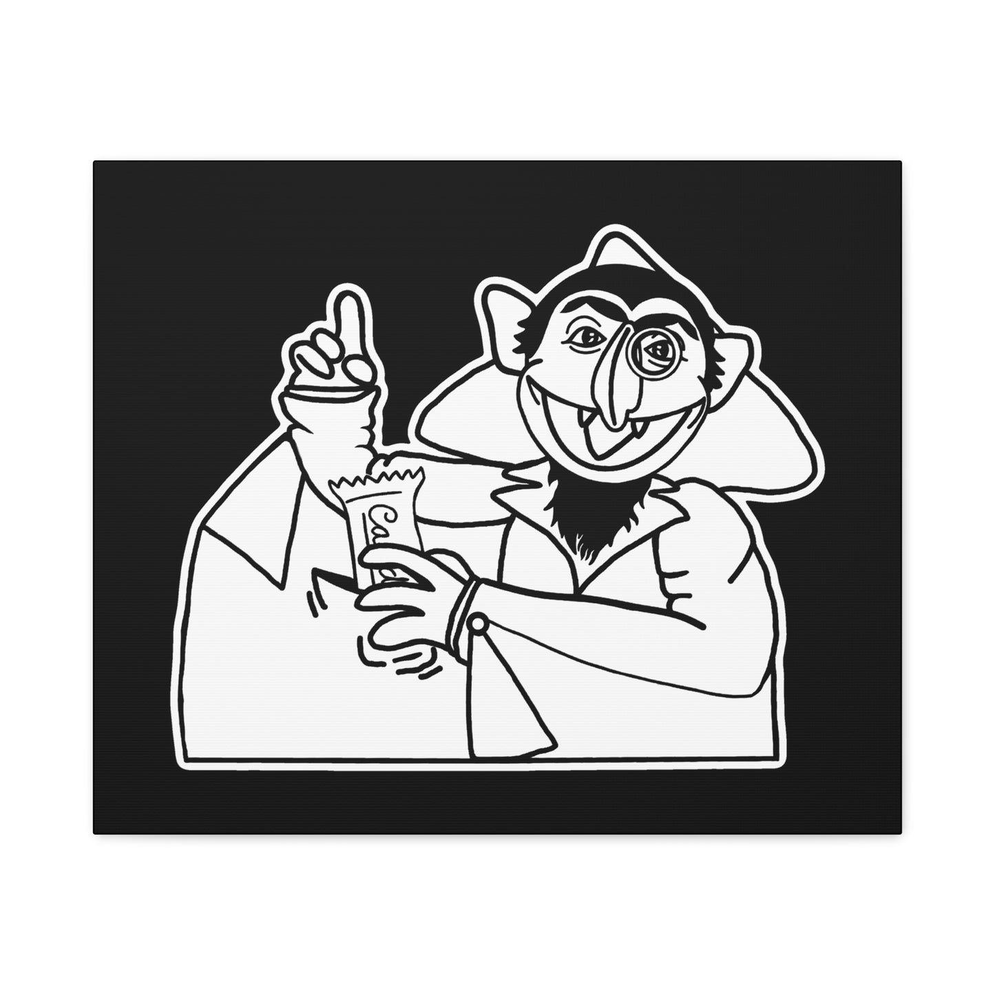The Count Stealing Candy Outline Canvas Print Black - Sesame Street The Count Parody Canvas Art