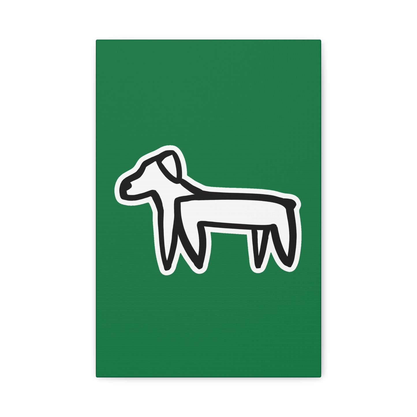 Dog Canvas Print on Green (Sticker Style White Dog) - Dog Art Print