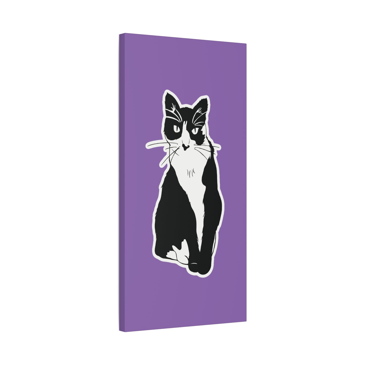 Cat Canvas on Light Purple (Sticker Style Cat) - Cat Drawing Art