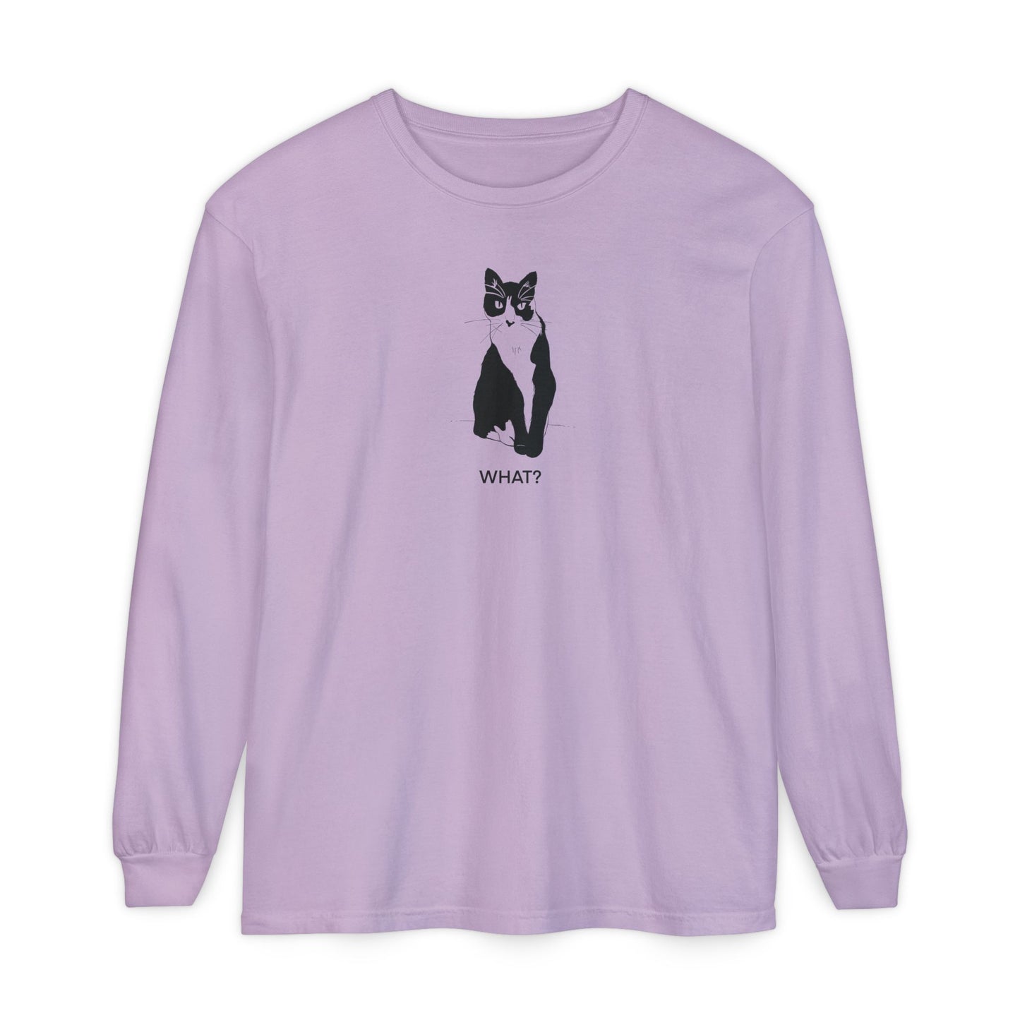 Cattitude Long Sleeve Tee (Transparent Style Cat) - Cat What Shirt