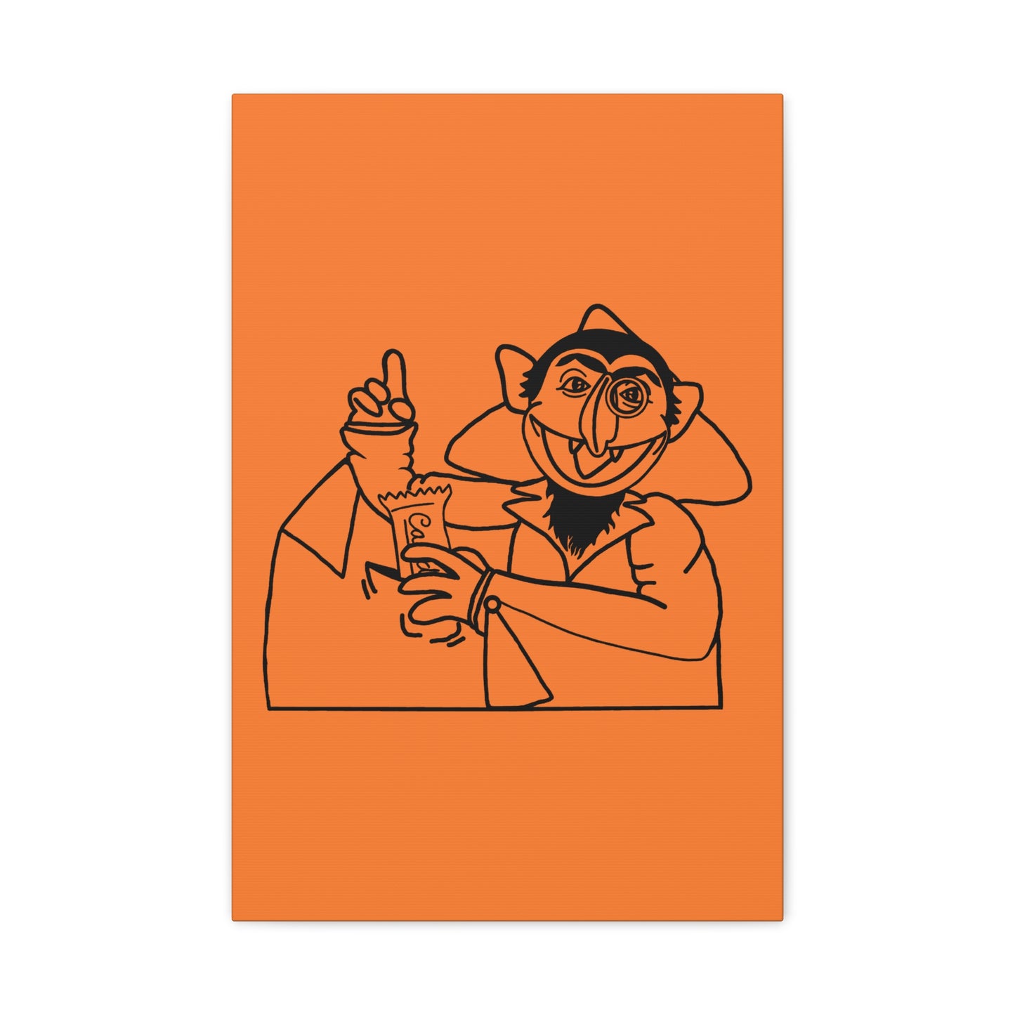 The Count Stealing Candy Outline Canvas Print Light Orange - Sesame Street The Count Parody Art