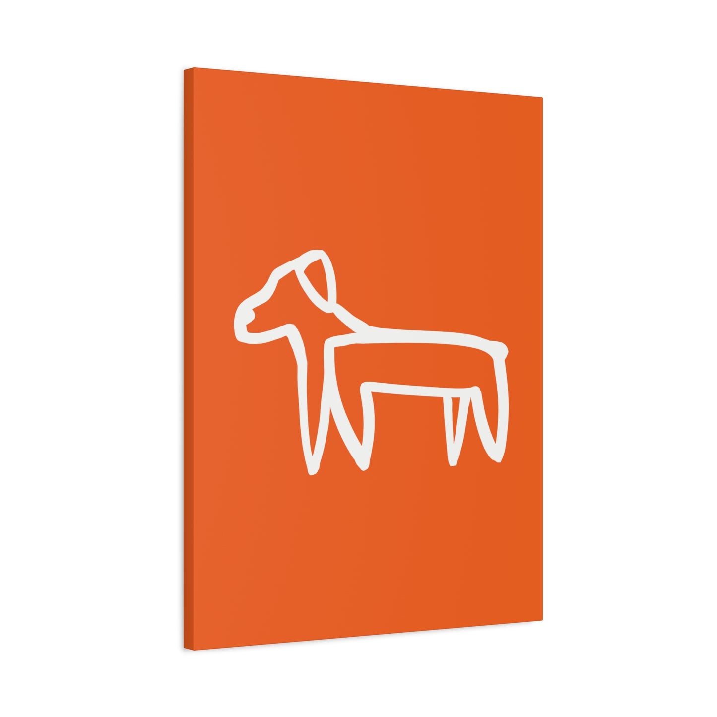 Dog Canvas Print on Orange (Transparent Style White Dog) - Dog Art Print