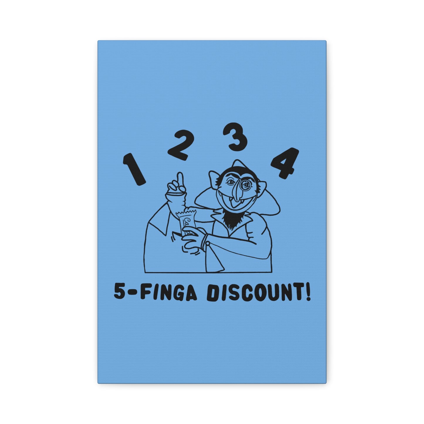 Five Finger Discount Outline Canvas Print Light Blue - Sesame Street The Count Parody Art Print