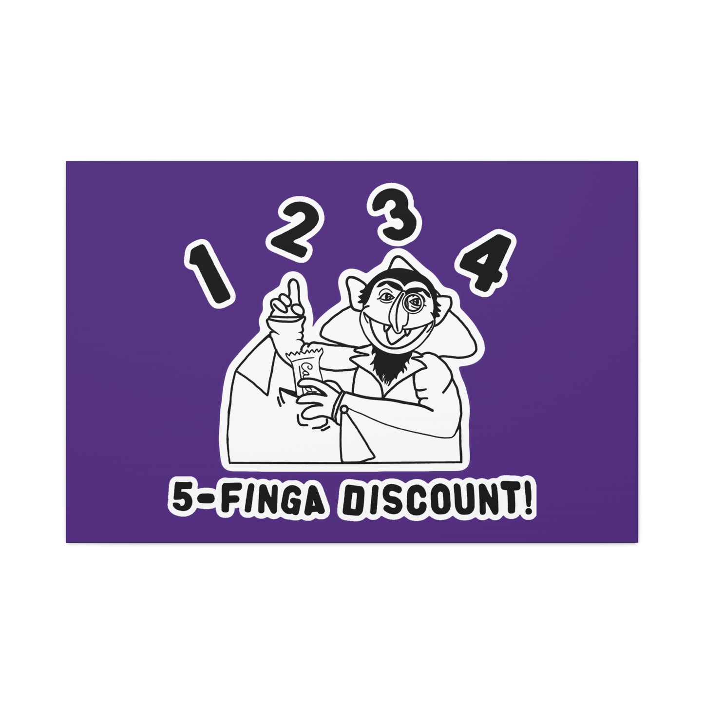 Five Finger Discount Outline Canvas Print Purple - Sesame Street The Count Parody Art Print