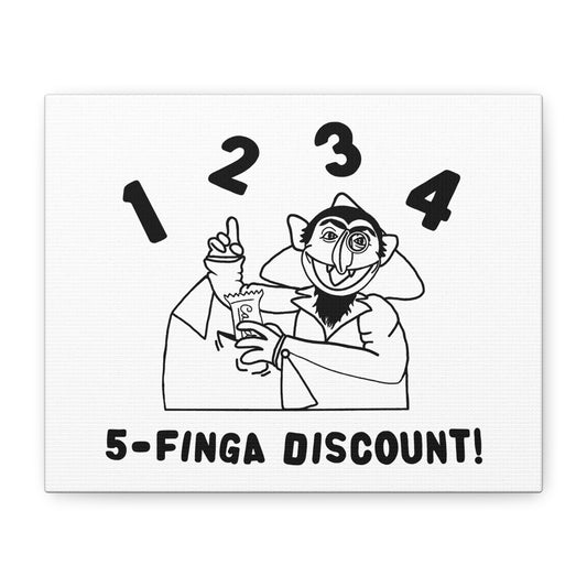 Five Finger Discount Outline Canvas Print White - Sesame Street The Count Parody Art Print