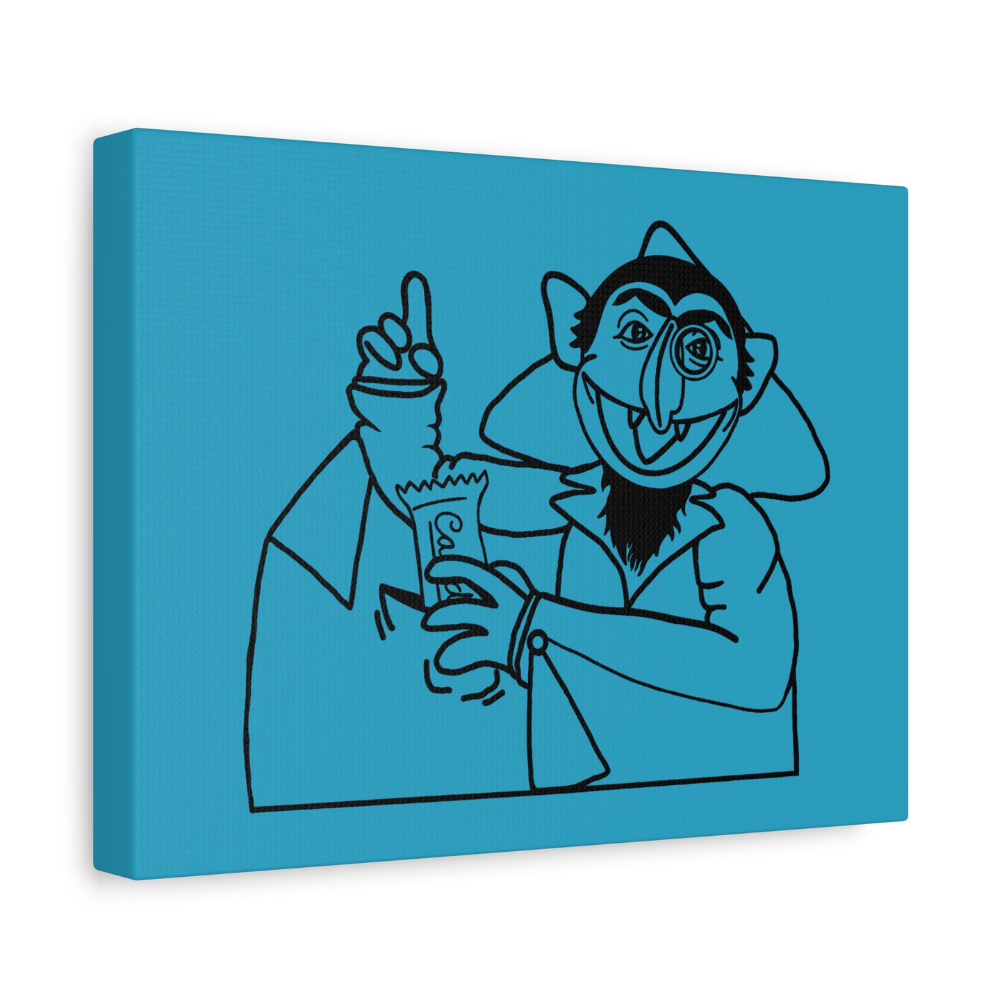 The Count Stealing Candy Outline Canvas Print Turquoise - Sesame Street The Count Art Print