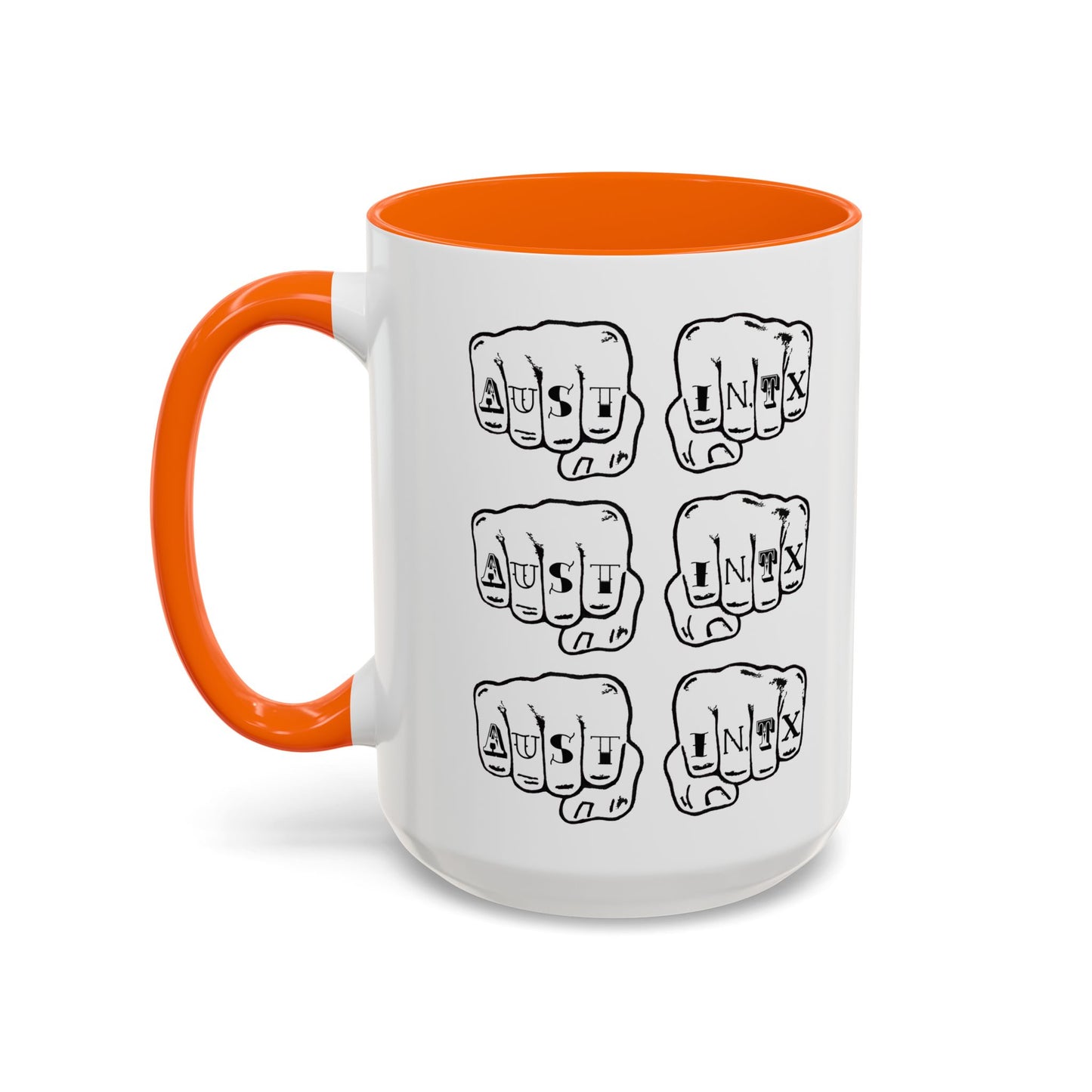 Austin Knuckle Tats Tattooed Fists Accent Mug Fists Stack Edition