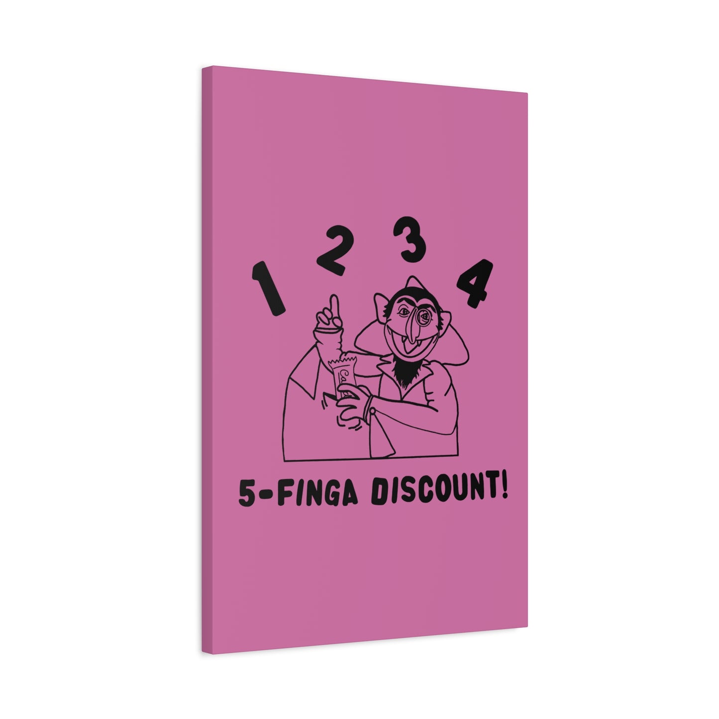 Five Finger Discount Outline Canvas Print Light Pink - Sesame Street The Count Parody Art Print