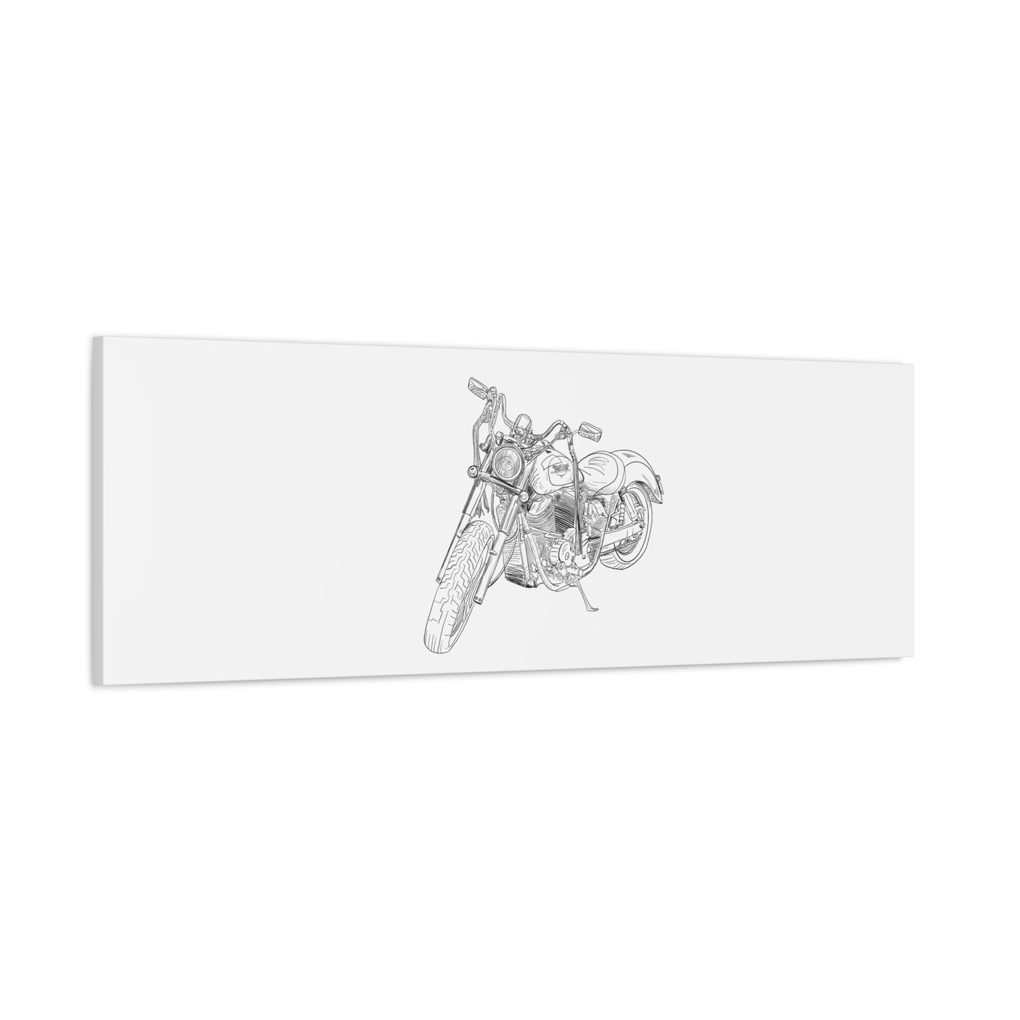 Ride Me Harley Motorcycle Sketch Canvas Print - Black Ink on White Background