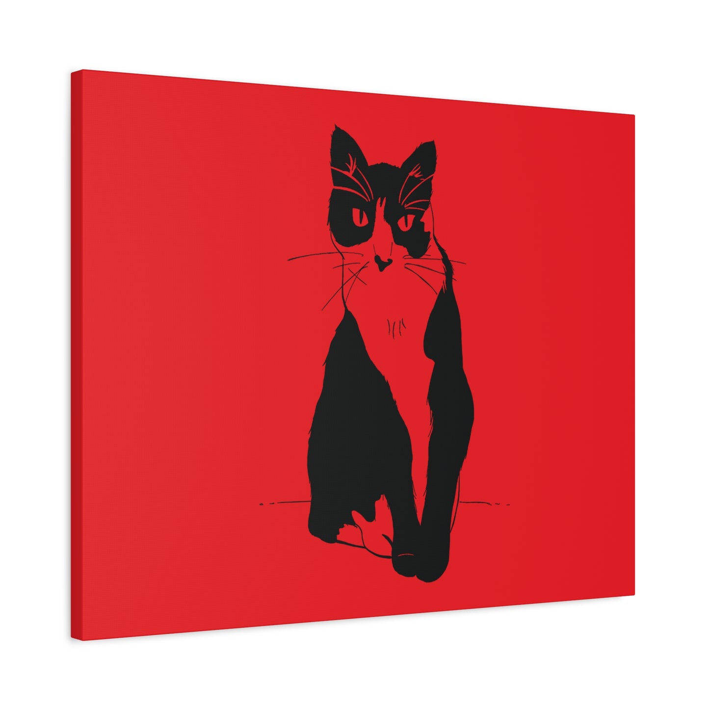 Cat Canvas Print on Red (Transparent Style Cat) - Cat Drawing Art