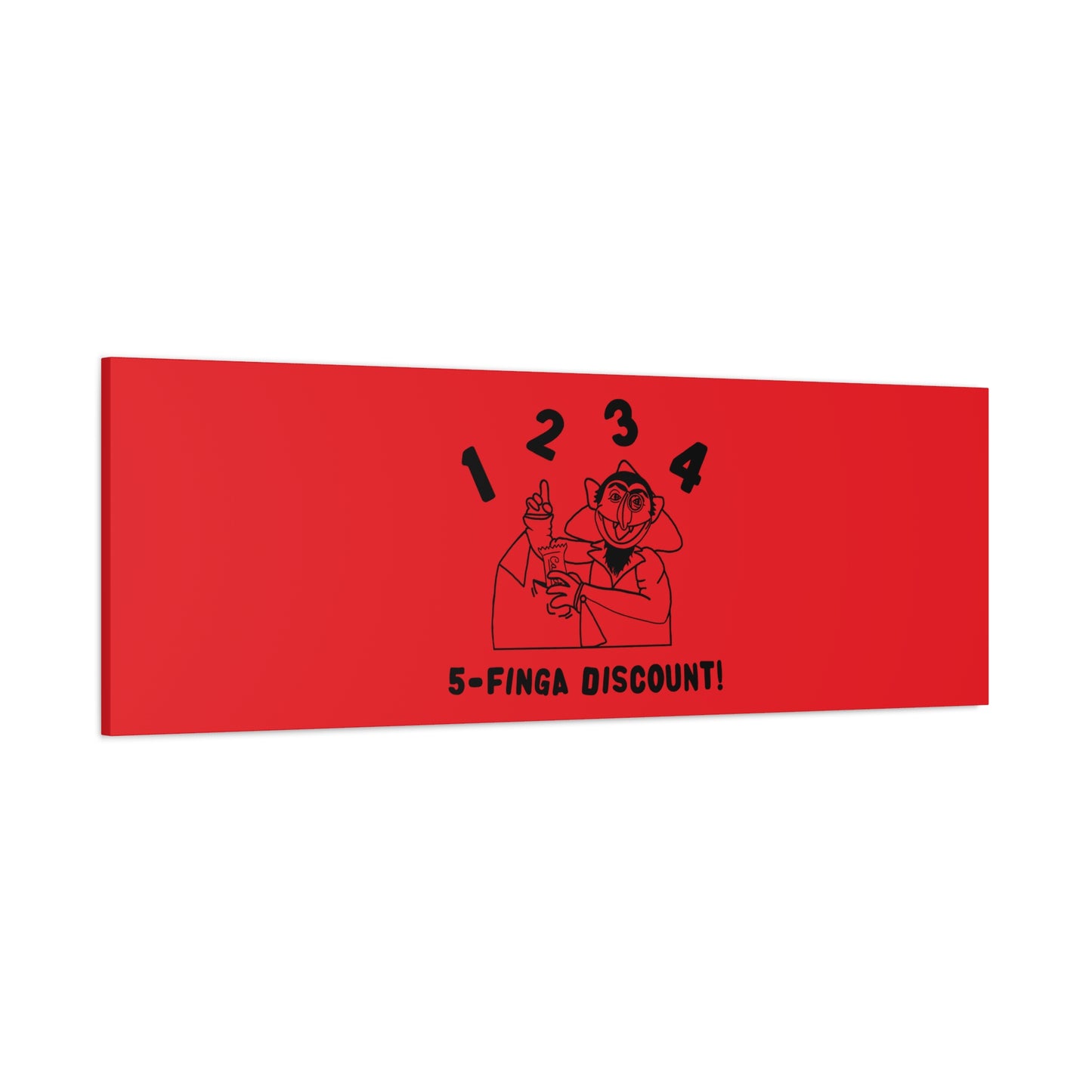 Five Finger Discount Outline Canvas Print Red - Sesame Street The Count Parody Art Print