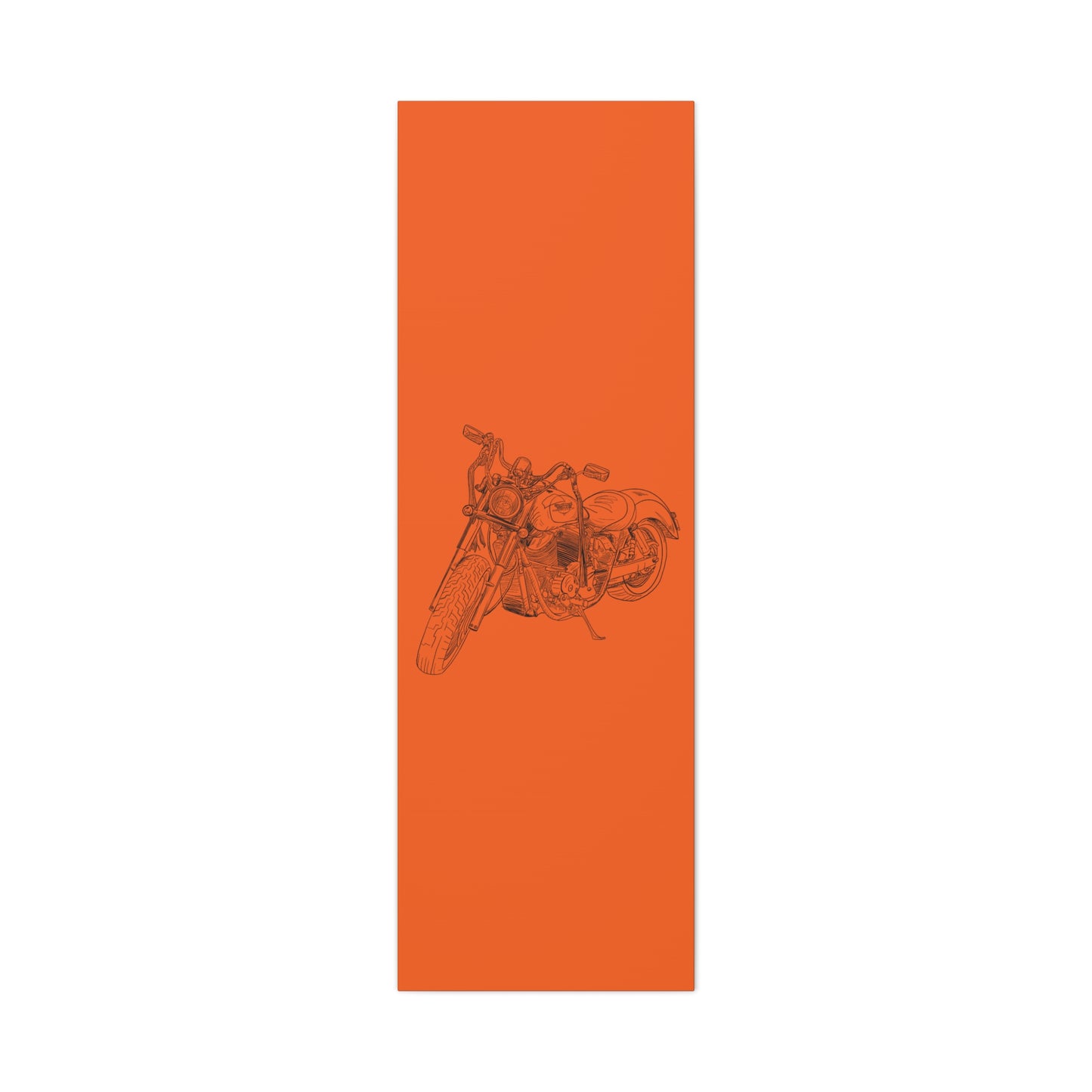 Ride Me Harley Motorcycle Sketch Canvas Print - Black Ink on Orange Background