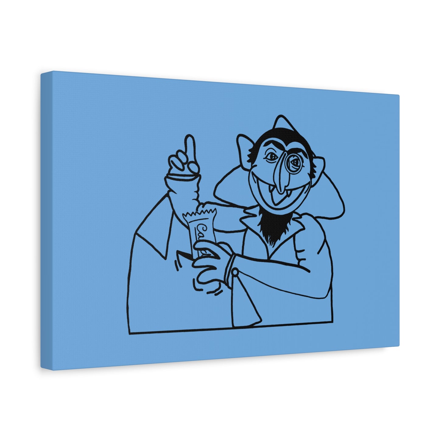 The Count Stealing Candy Outline Canvas Print Light Blue - Sesame Street The Count Parody Art