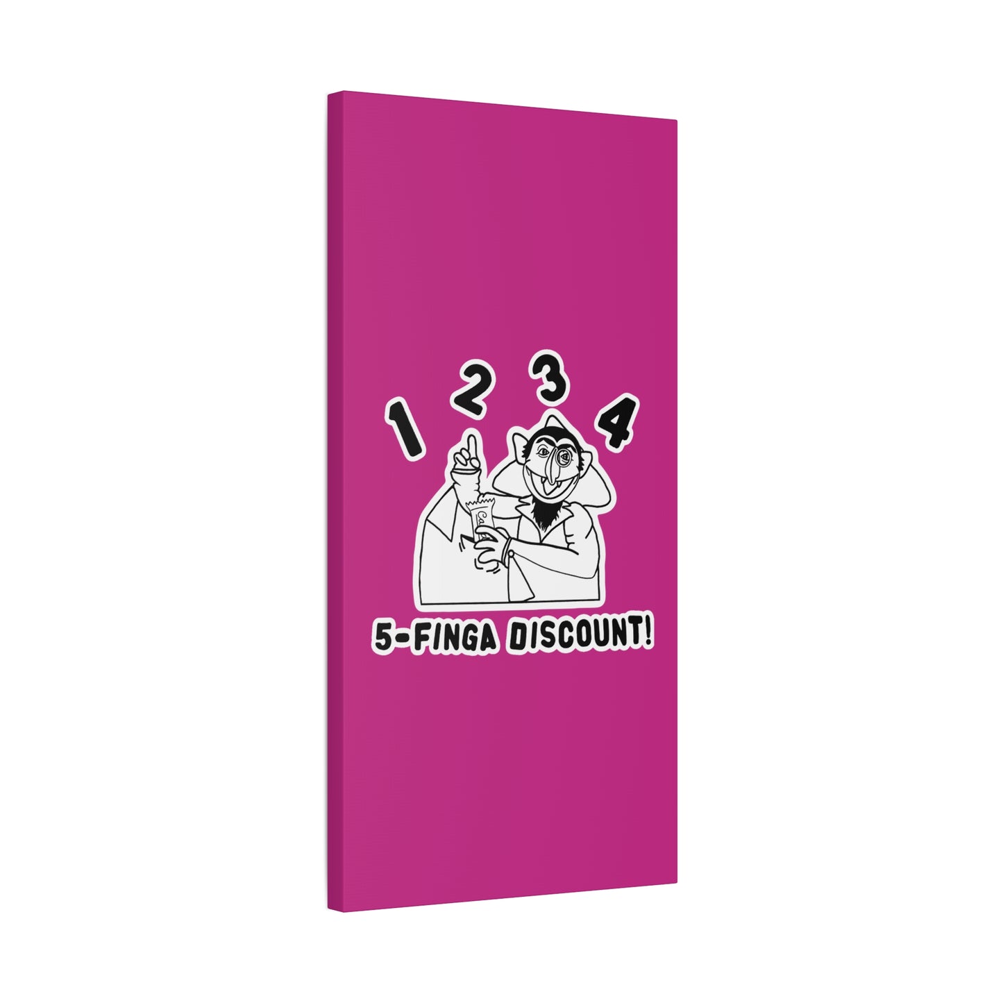 Five Finger Discount Outline Canvas Print Pink - Sesame Street The Count Parody Art Print