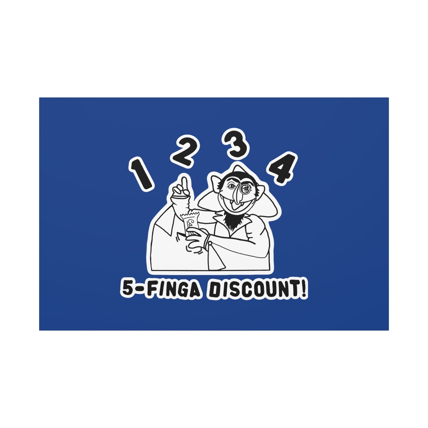 Five Finger Discount Outline Canvas Print Dark Blue - Sesame Street The Count Parody Art Print