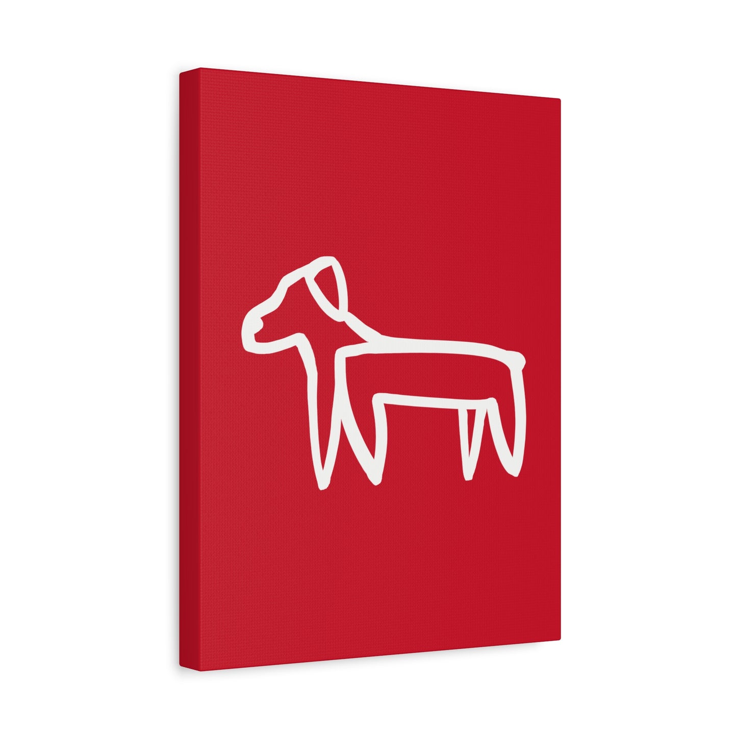 Dog Canvas Print on Red (Transparent Style White Dog) - Dog Art Print