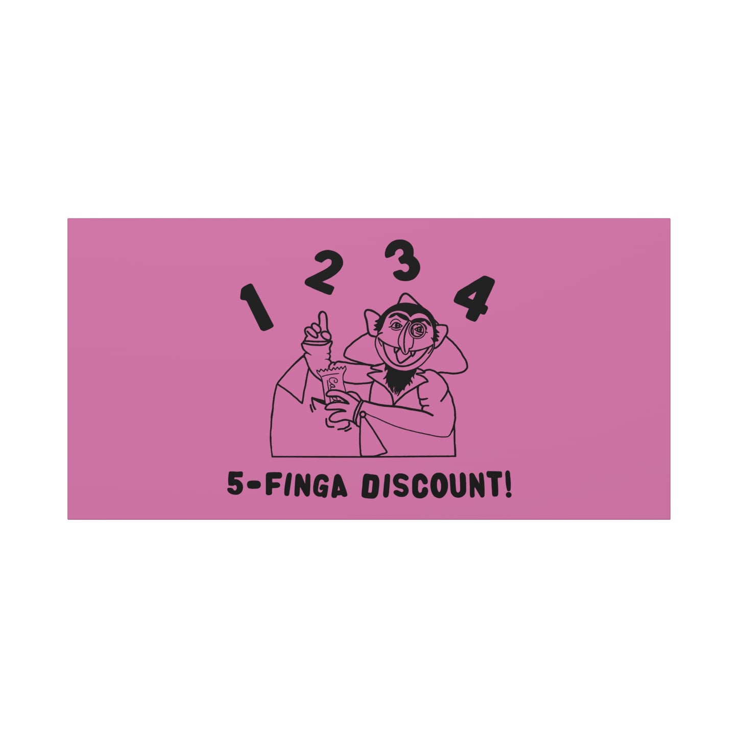 Five Finger Discount Outline Canvas Print Light Pink - Sesame Street The Count Parody Art Print