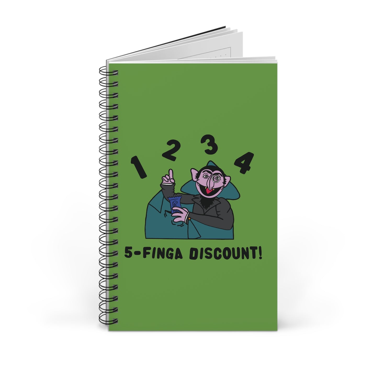 Five Finger Discount Notebook Green - Sesame Street The Count Parody Notebook