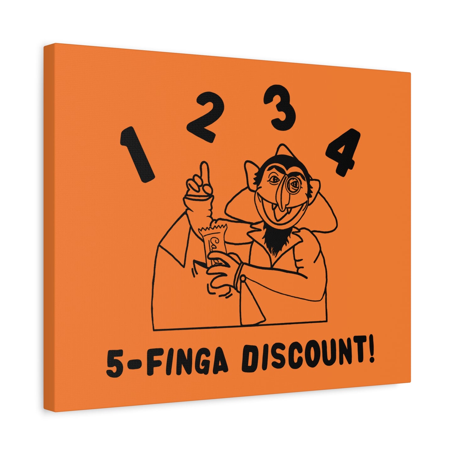 Five Finger Discount Outline Canvas Print Light Orange - Sesame Street The Count Parody Art Print
