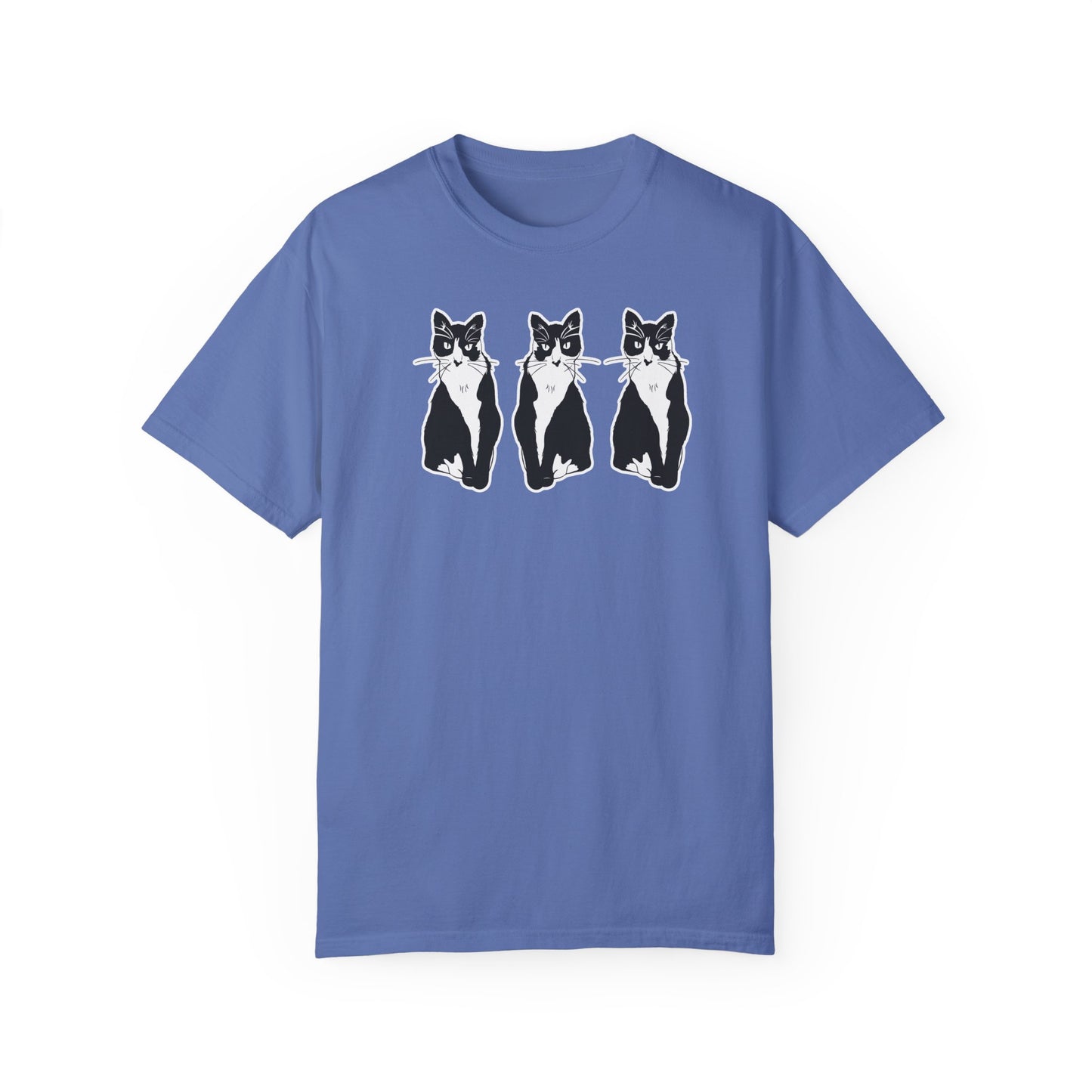 Cat x3 Tee (Sticker Style Cat) - Cat Drawing Shirt