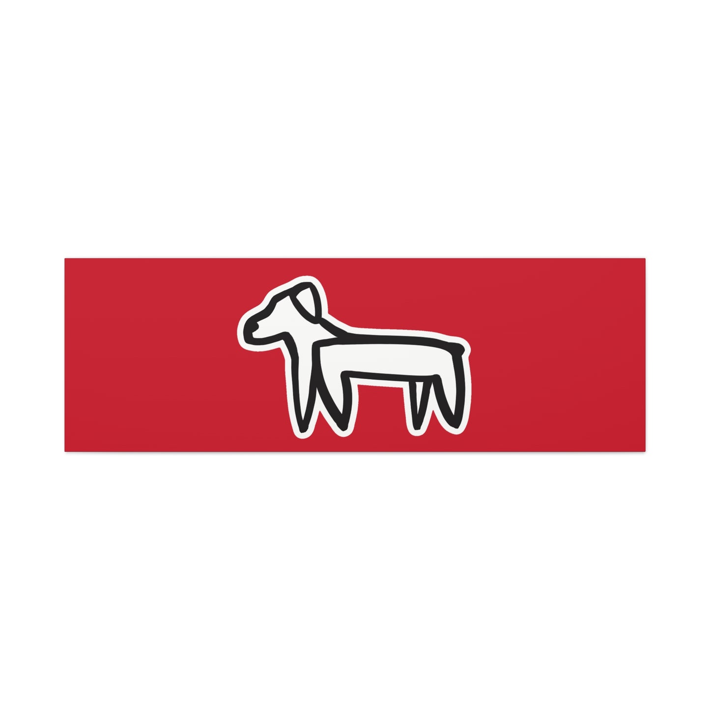 Dog Canvas Print on Red (Sticker Style White Dog) - Dog Art Print