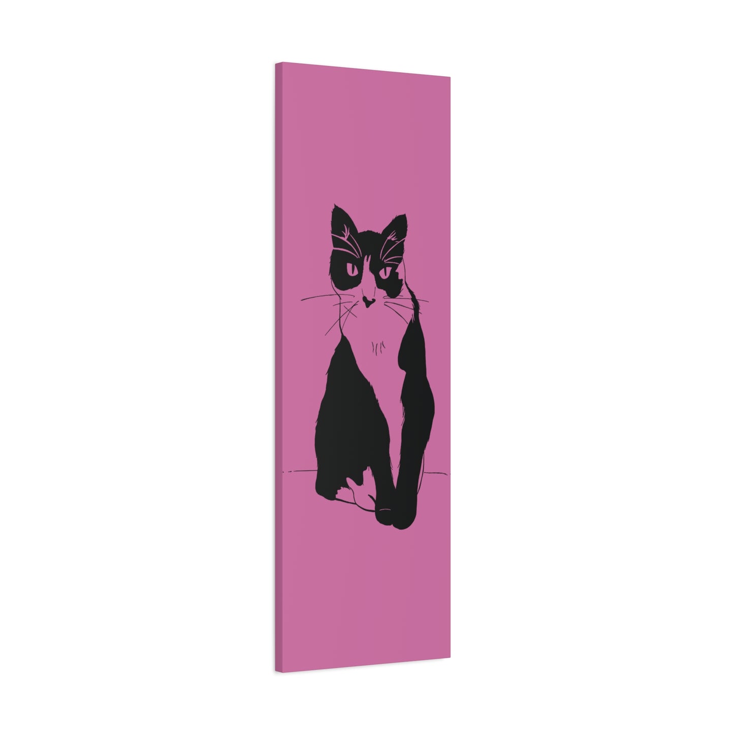 Cat Canvas Print on Pink (Transparent Style Cat) - Cat Drawing Art